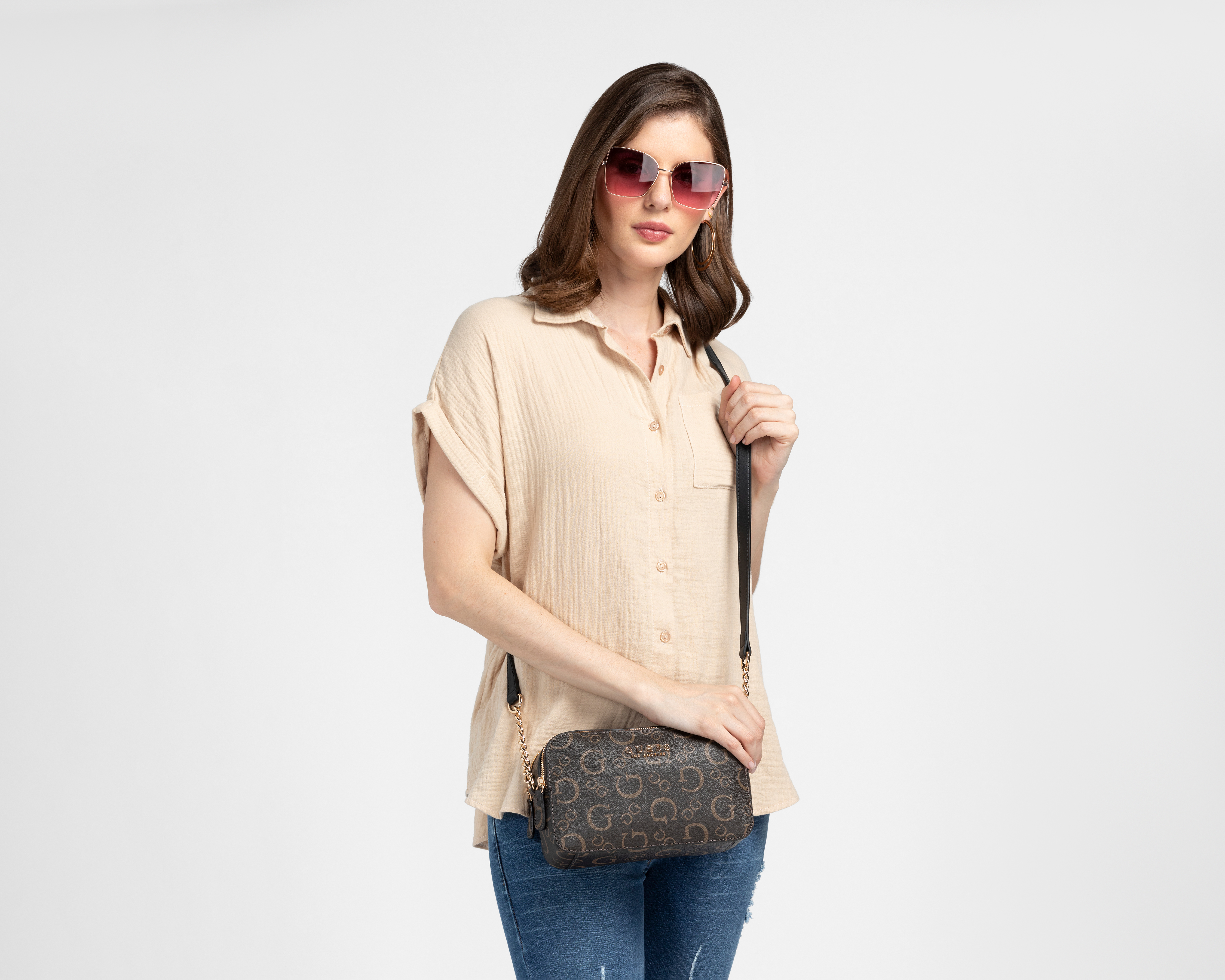 Foto 6 | Foto 6 | Bolsa Cruzada Guess Saffron