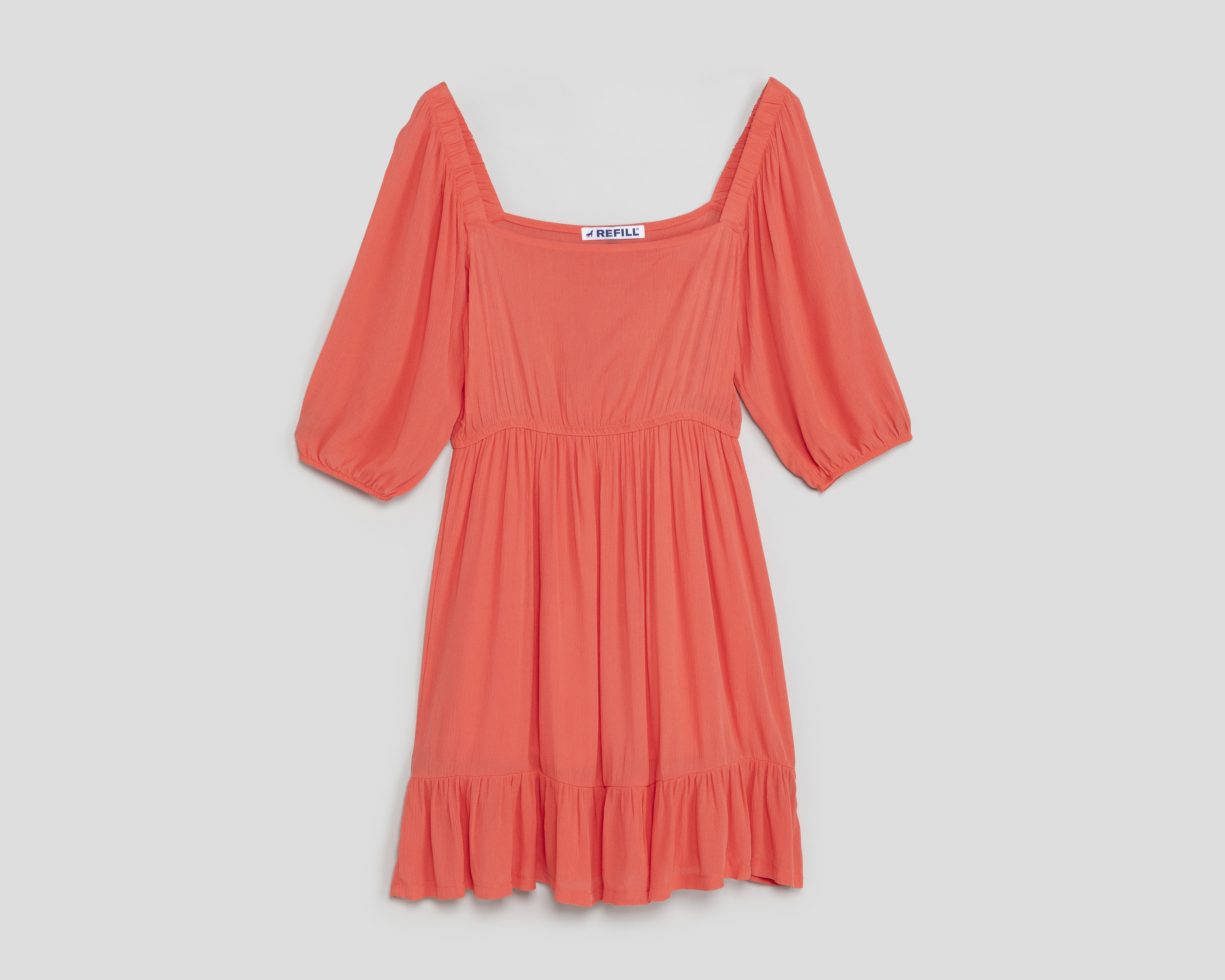 Foto 2 pulgar | Foto 1 | Vestido Casual Refill Salmón Manga 3/4 Corto para Mujer