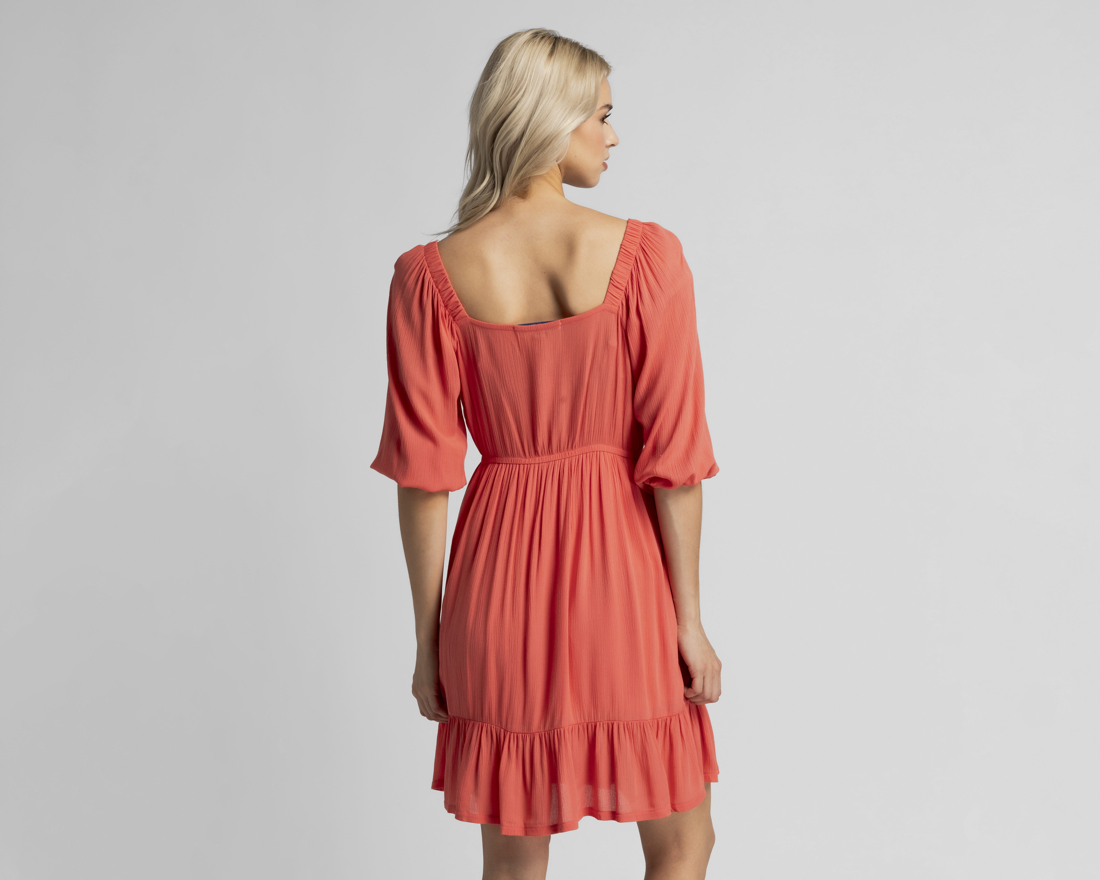 Foto 4 pulgar | Foto 3 | Vestido Casual Refill Salmón Manga 3/4 Corto para Mujer