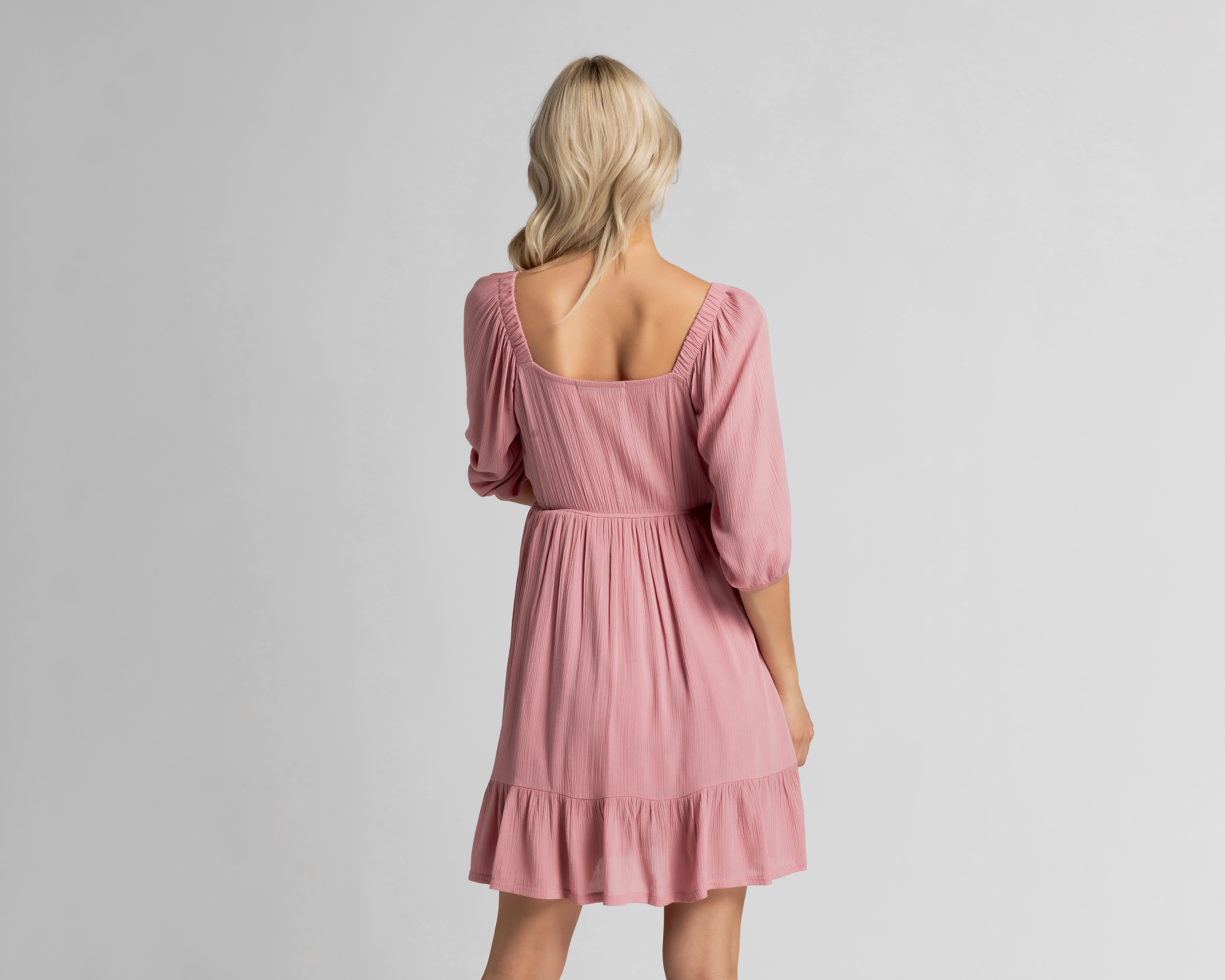 Foto 4 pulgar | Foto 3 | Vestido Casual Refill Rosa Manga 3/4 Corto para Mujer