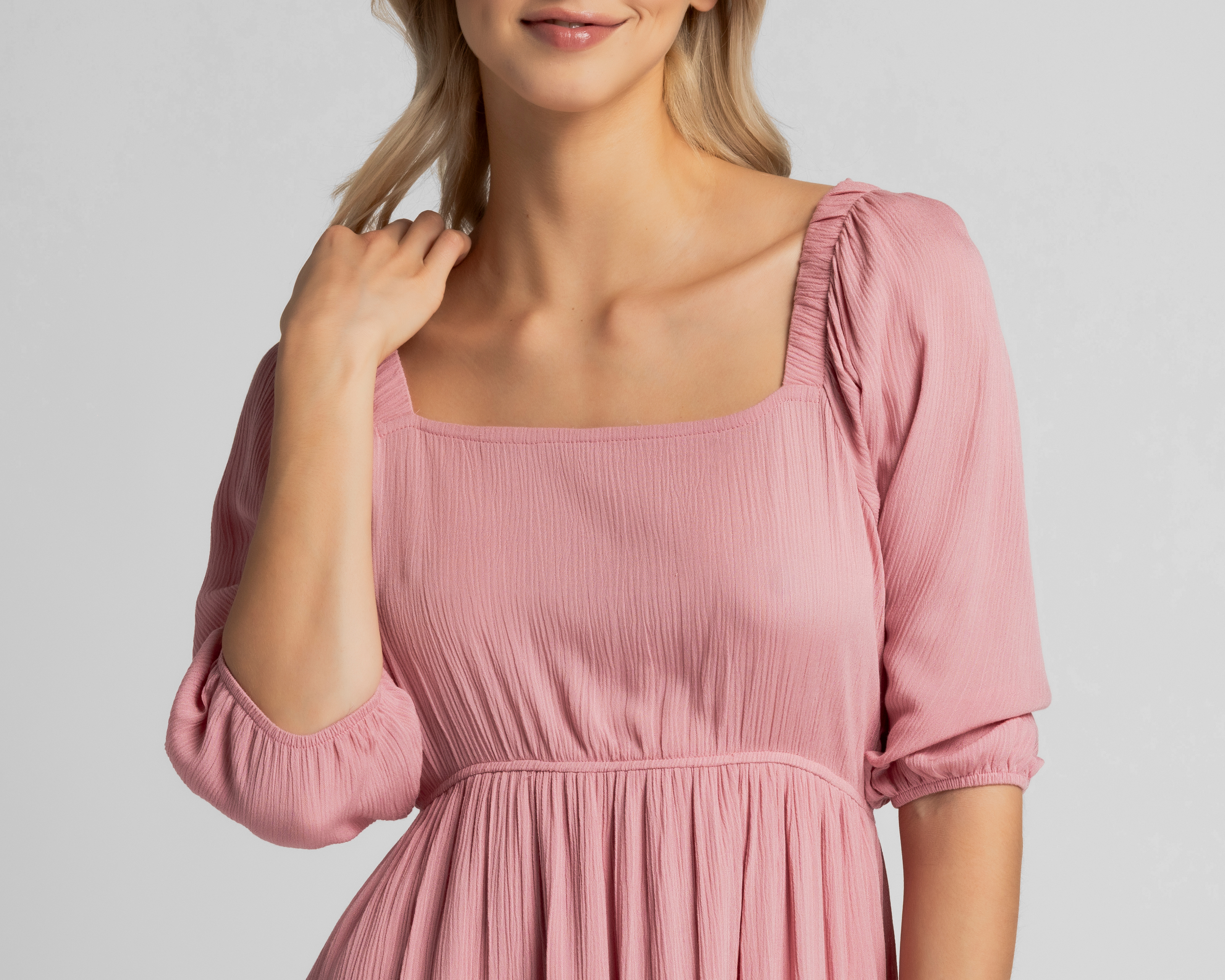 Foto 5 pulgar | Foto 4 | Vestido Casual Refill Rosa Manga 3/4 Corto para Mujer