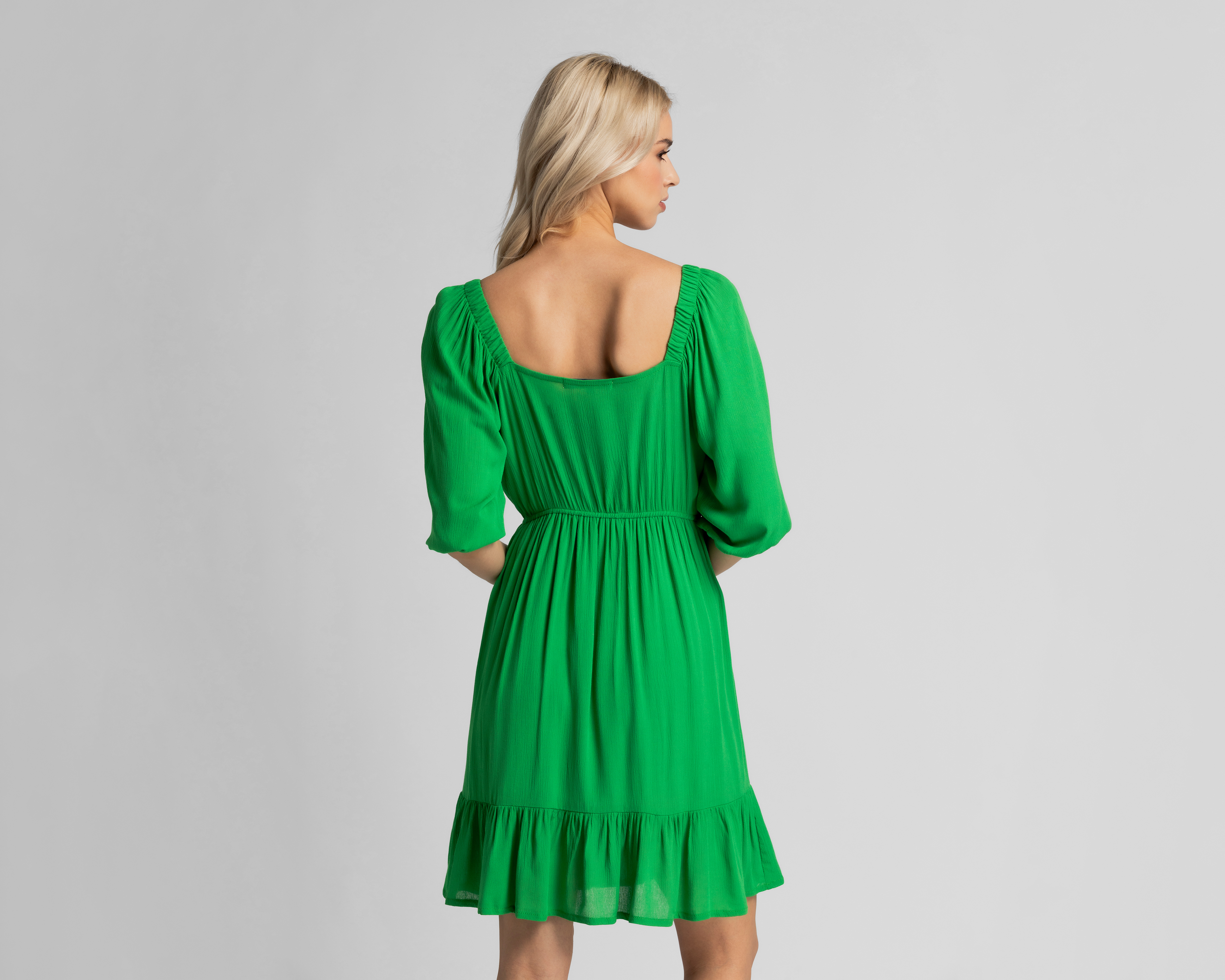 Foto 4 pulgar | Foto 3 | Vestido Casual Refill Verde Manga 3/4 Refill