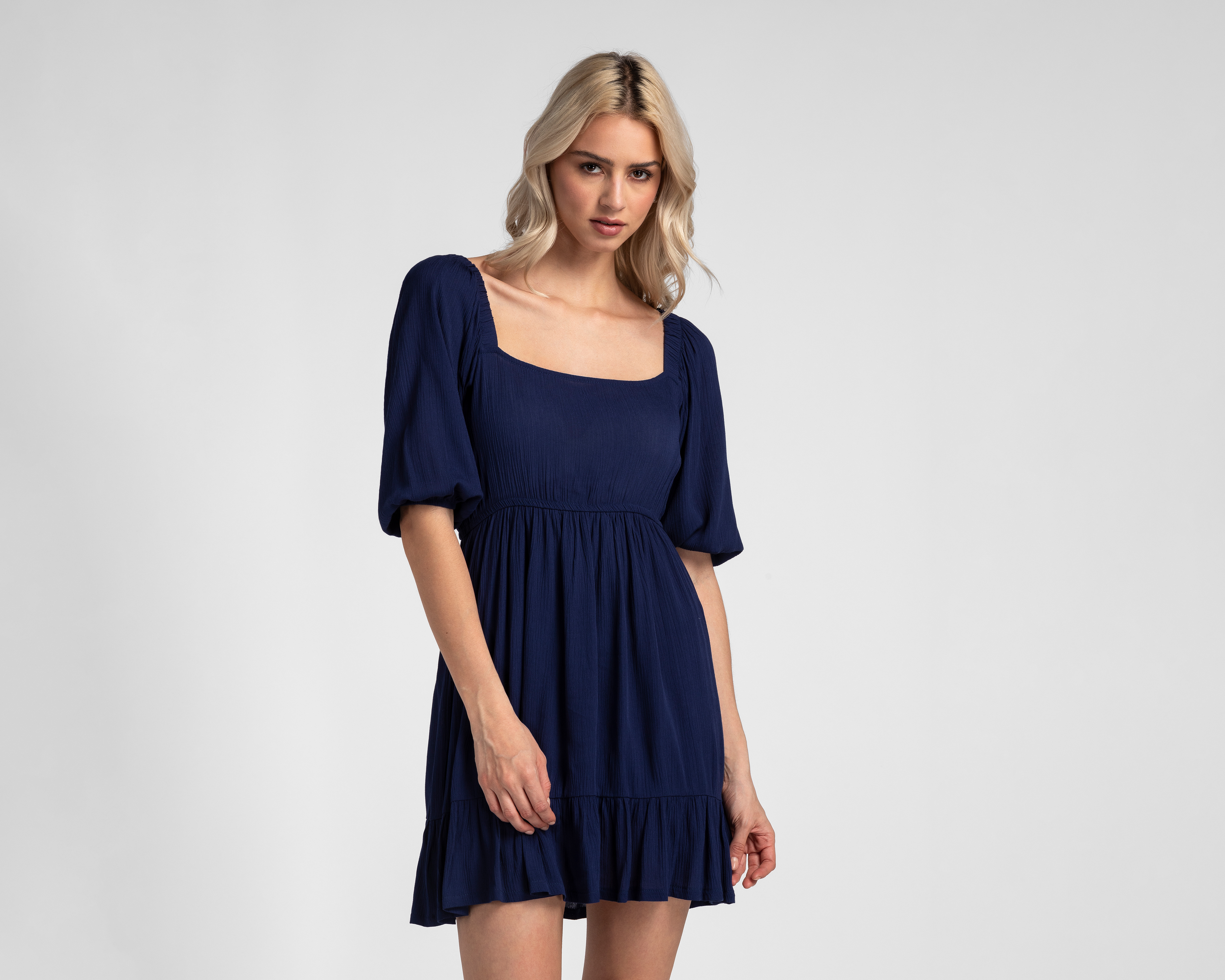 Vestido Casual Refill Manga 3/4 Azul Marino para Mujer