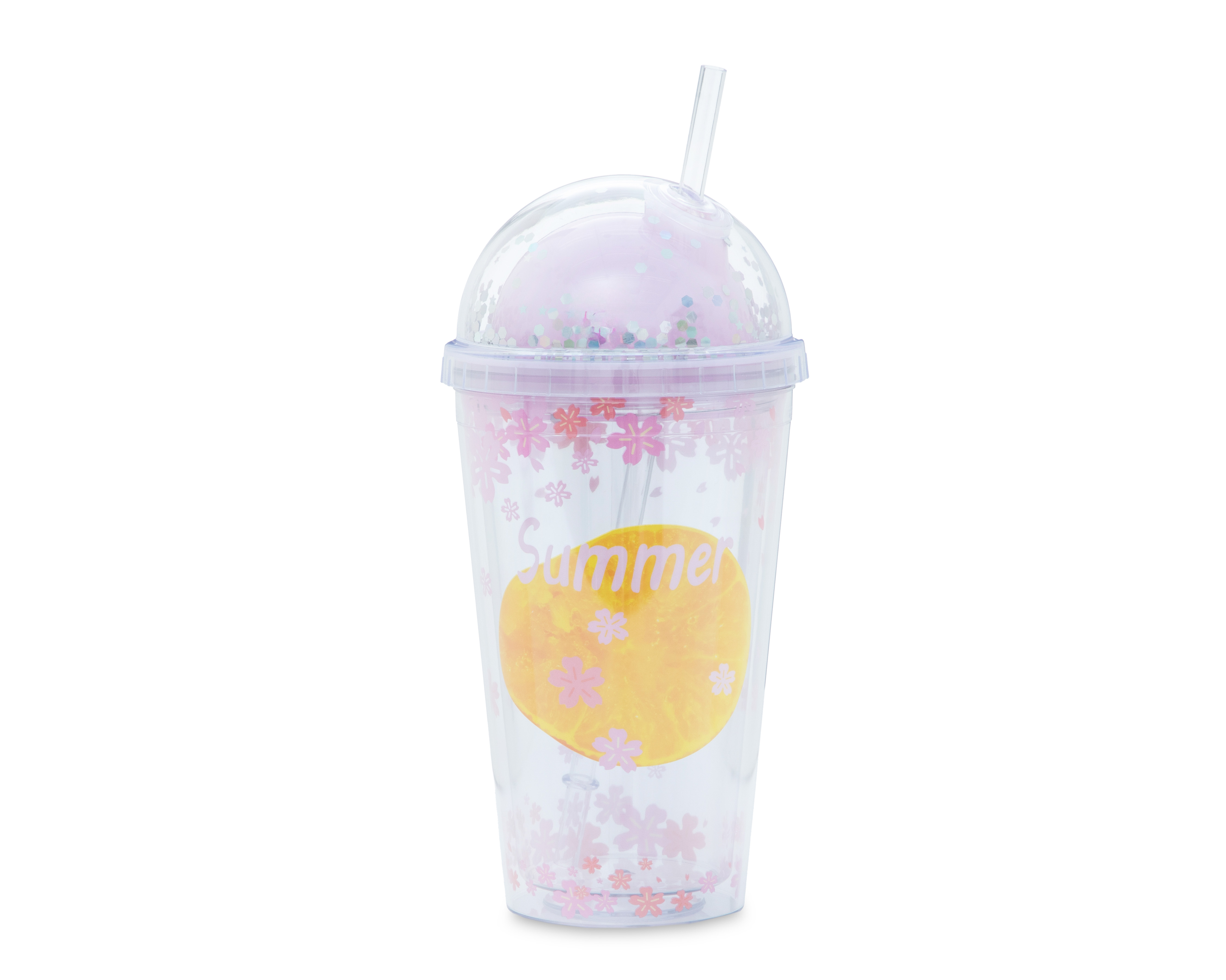 Vaso con Popote de Plástico 450 ml