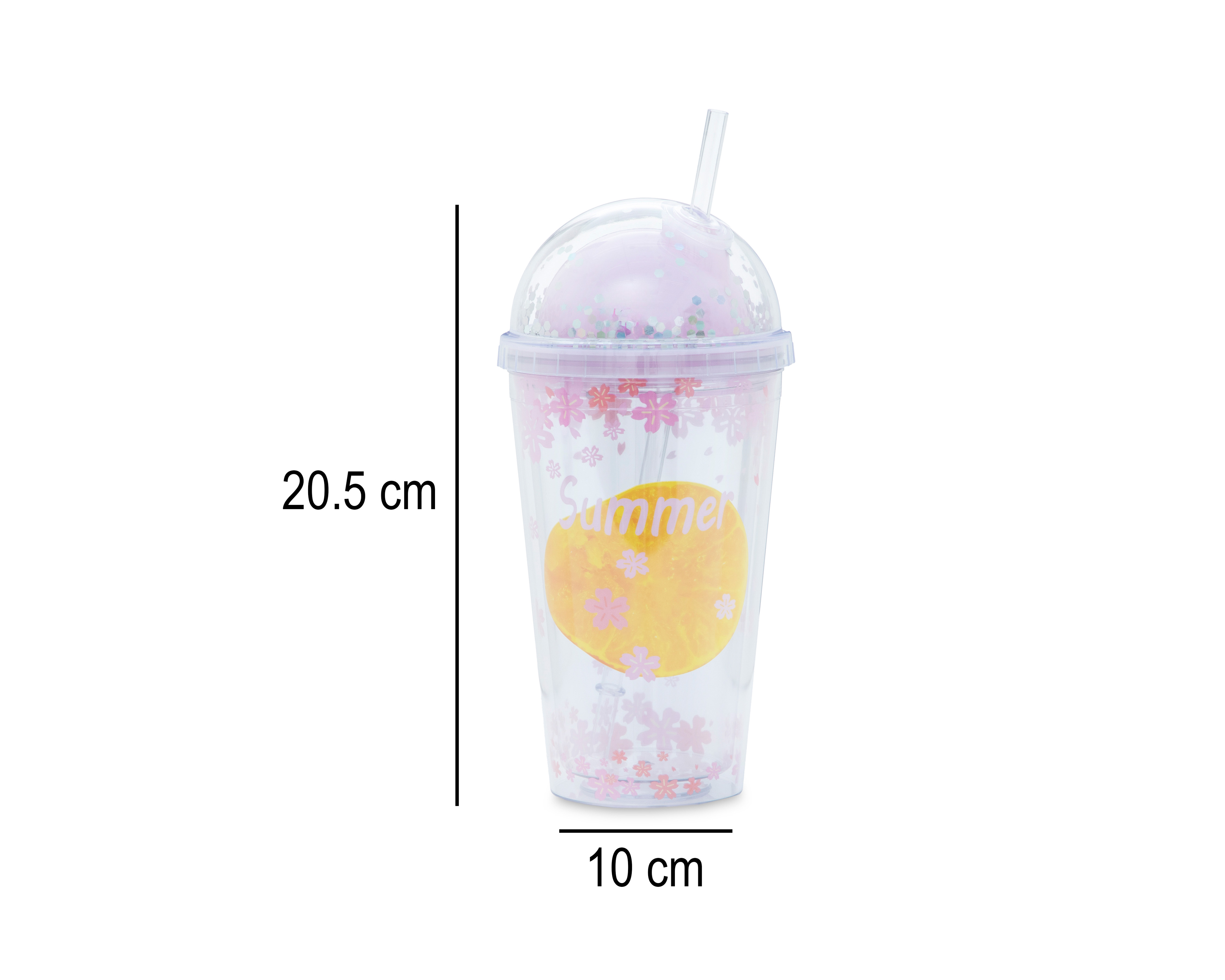 Foto 7 pulgar | Foto 7 | Vaso con Popote de Plástico 450 ml