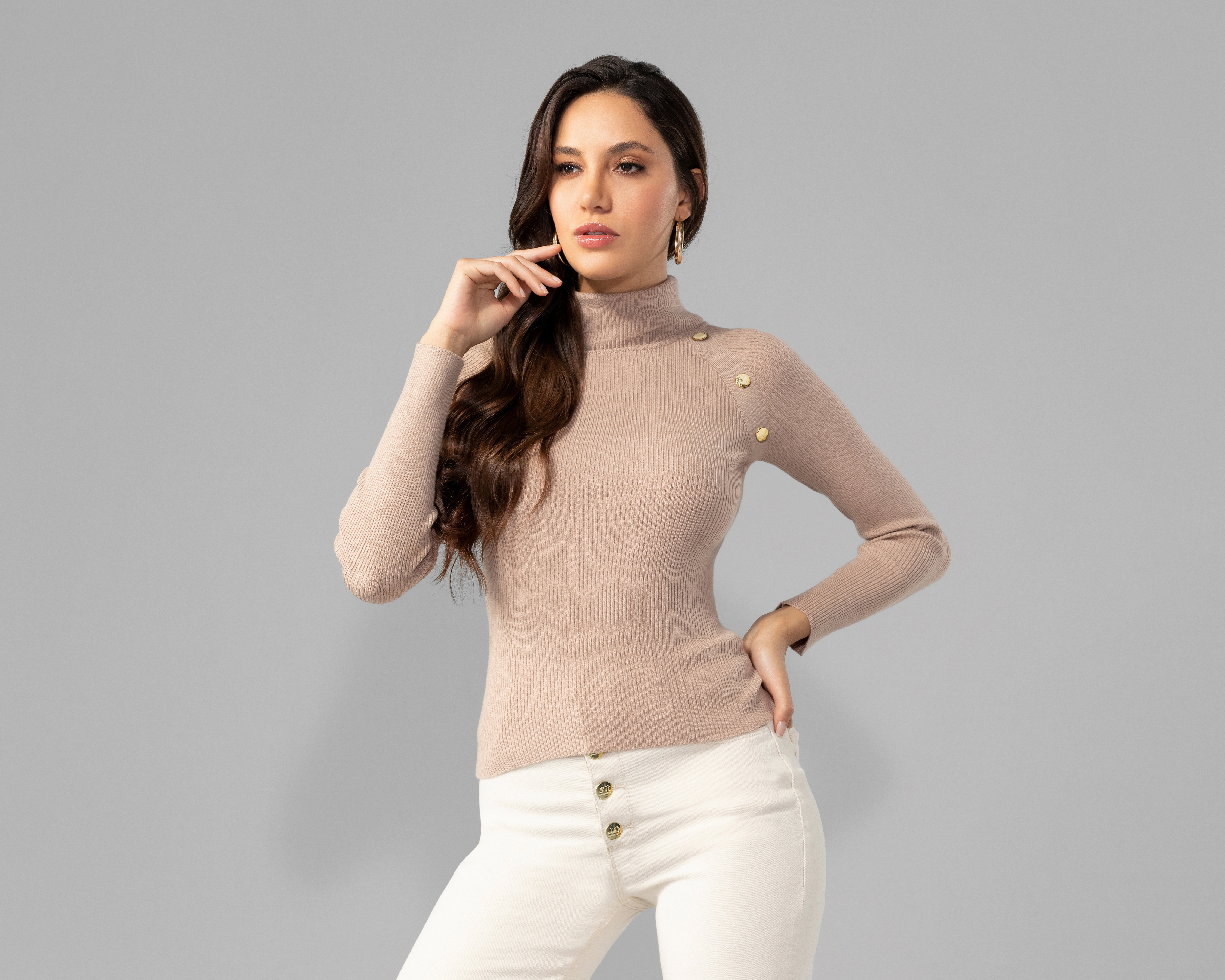 Foto 2 | Foto 2 | Suéter Jennifer Lopez Rosa con Botones