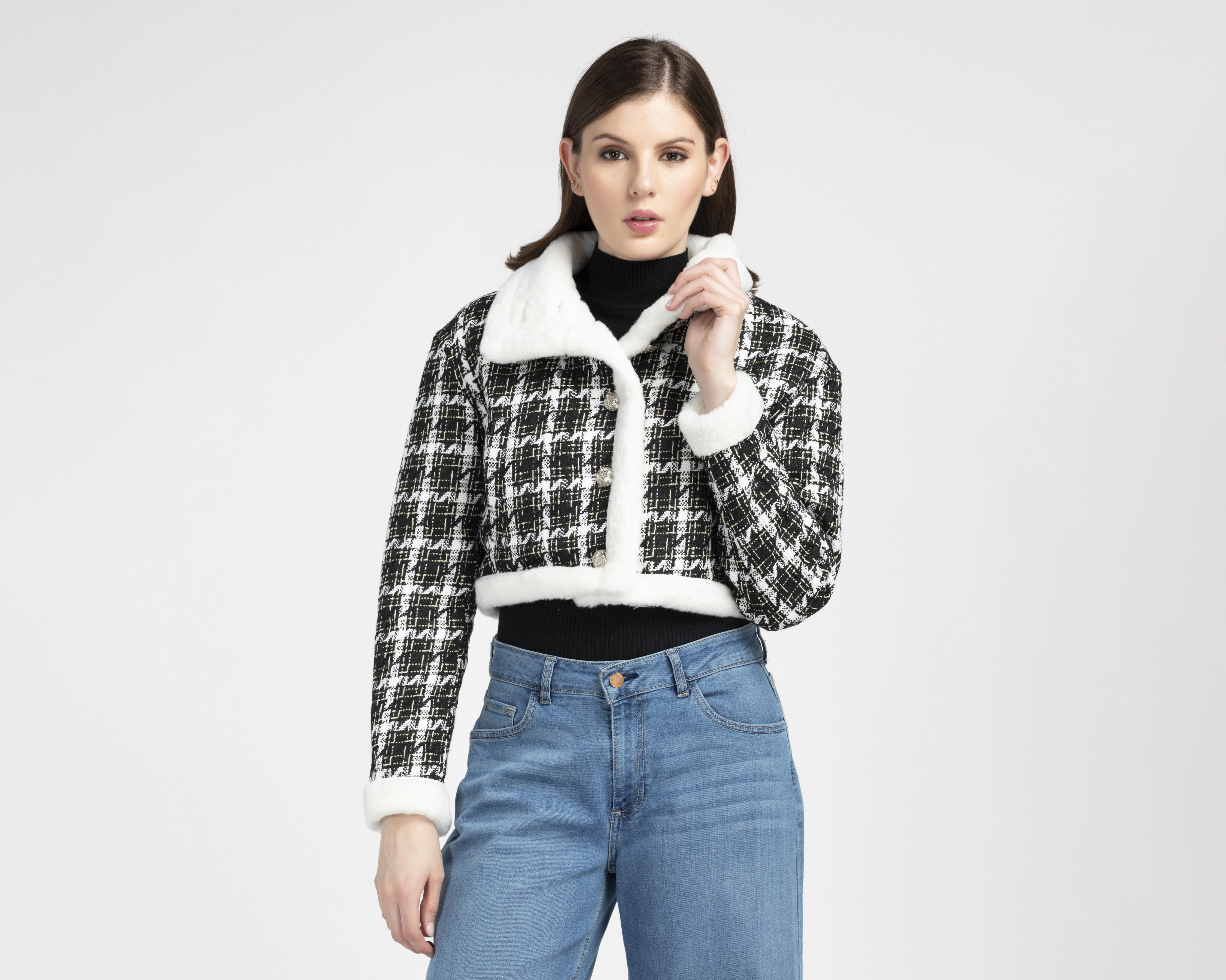 Chamarra con Cuello Aborregado Ann Miller para Mujer