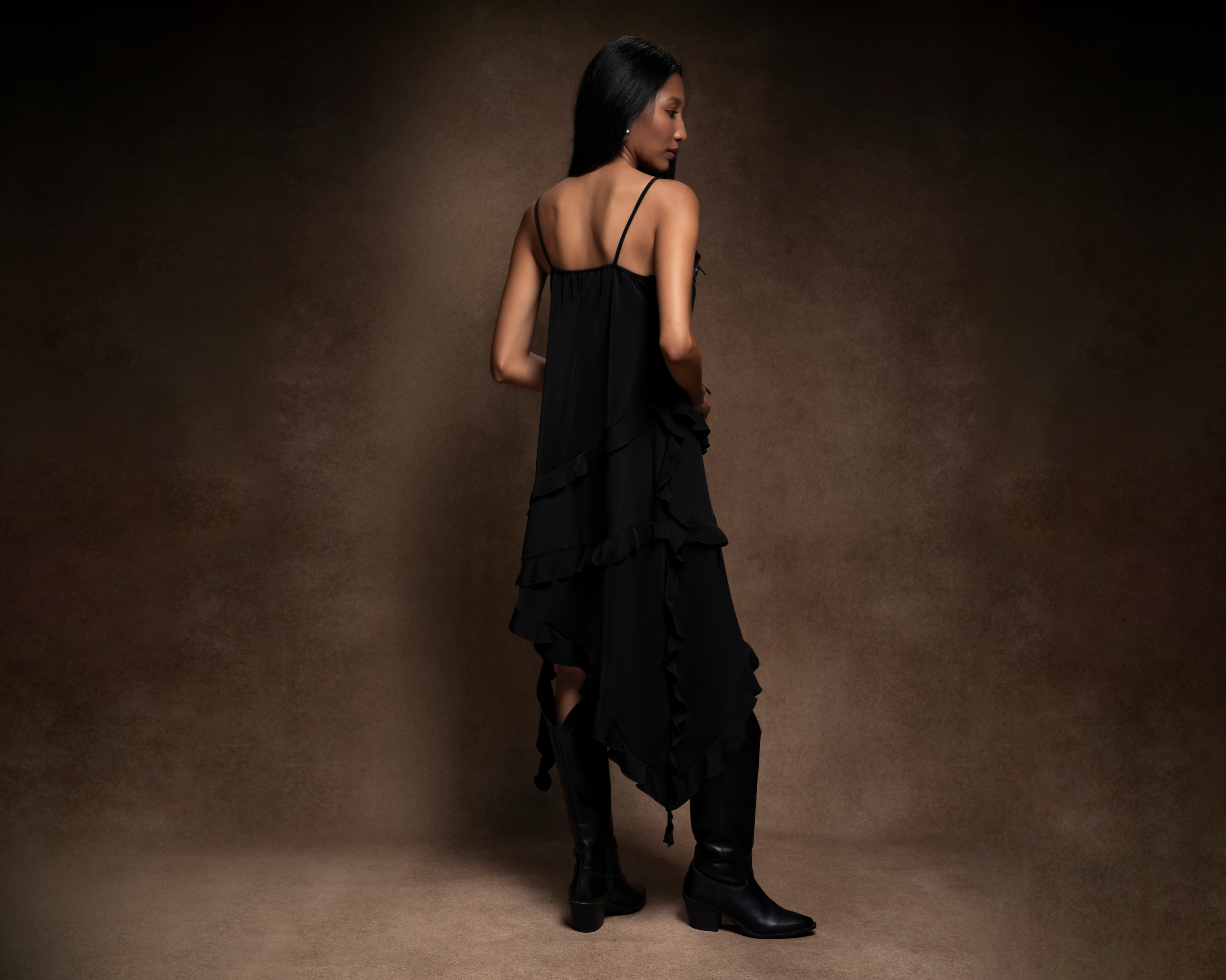 Foto 3 | Foto 3 | Vestido Casual Strona Negro de Tirantes con Olanes para Mujer