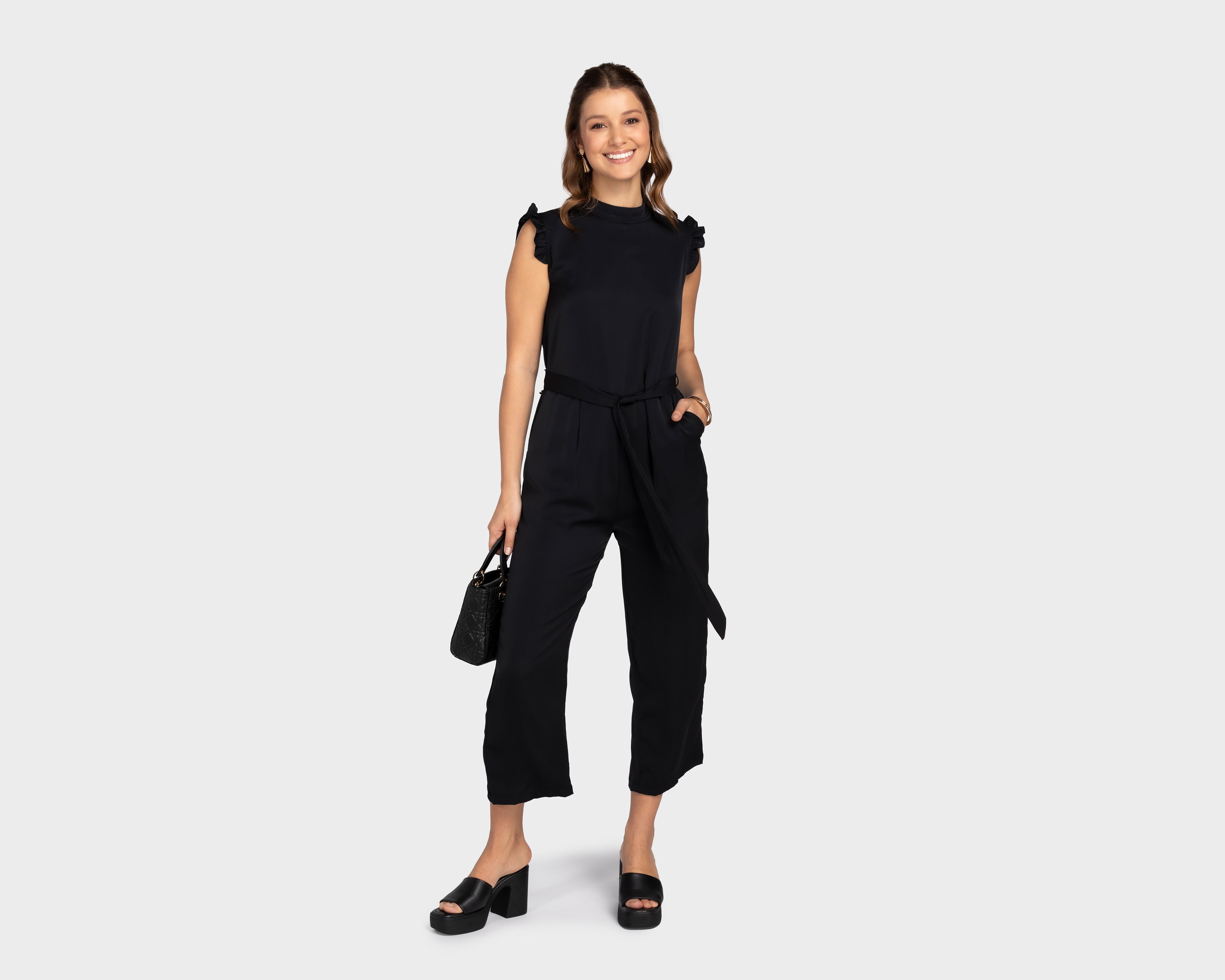 Foto 4 pulgar | Foto 2 | Jumper Sahara Casual Negro con Cintura Ajustable