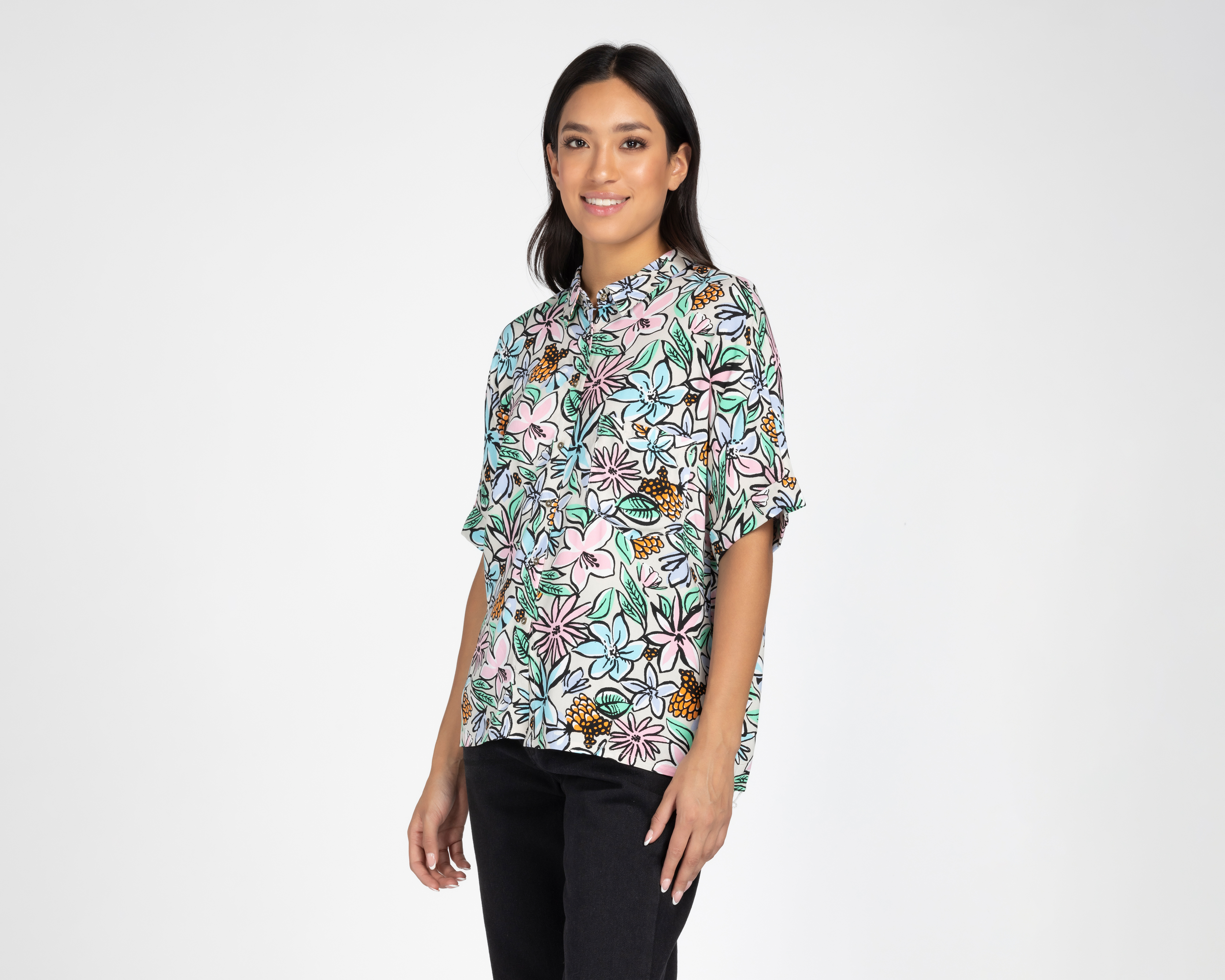 Blusa 18 Forever Manga Corta Floreada