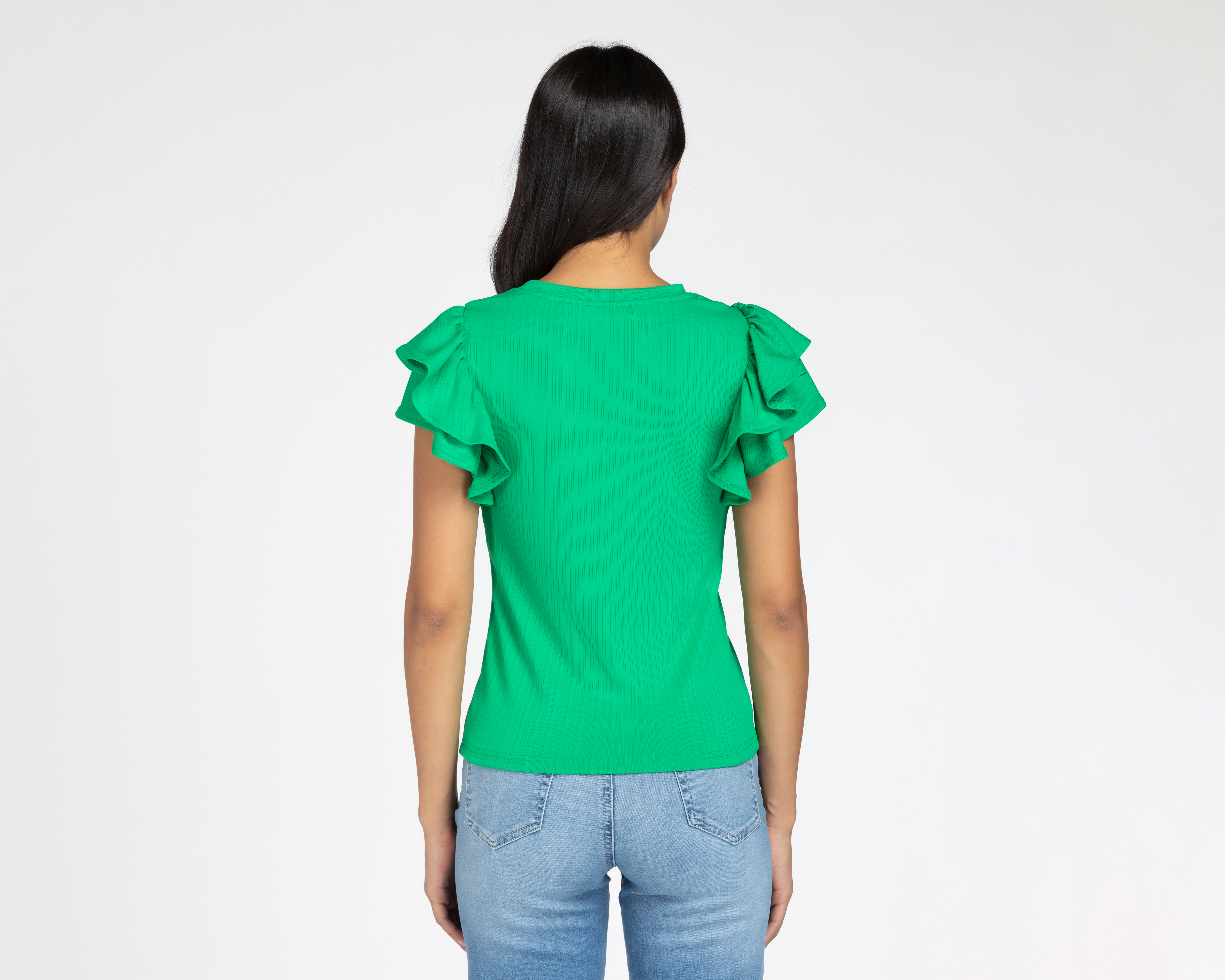 Foto 4 pulgar | Foto 3 | Blusa Refill Manga Corta con Olanes
