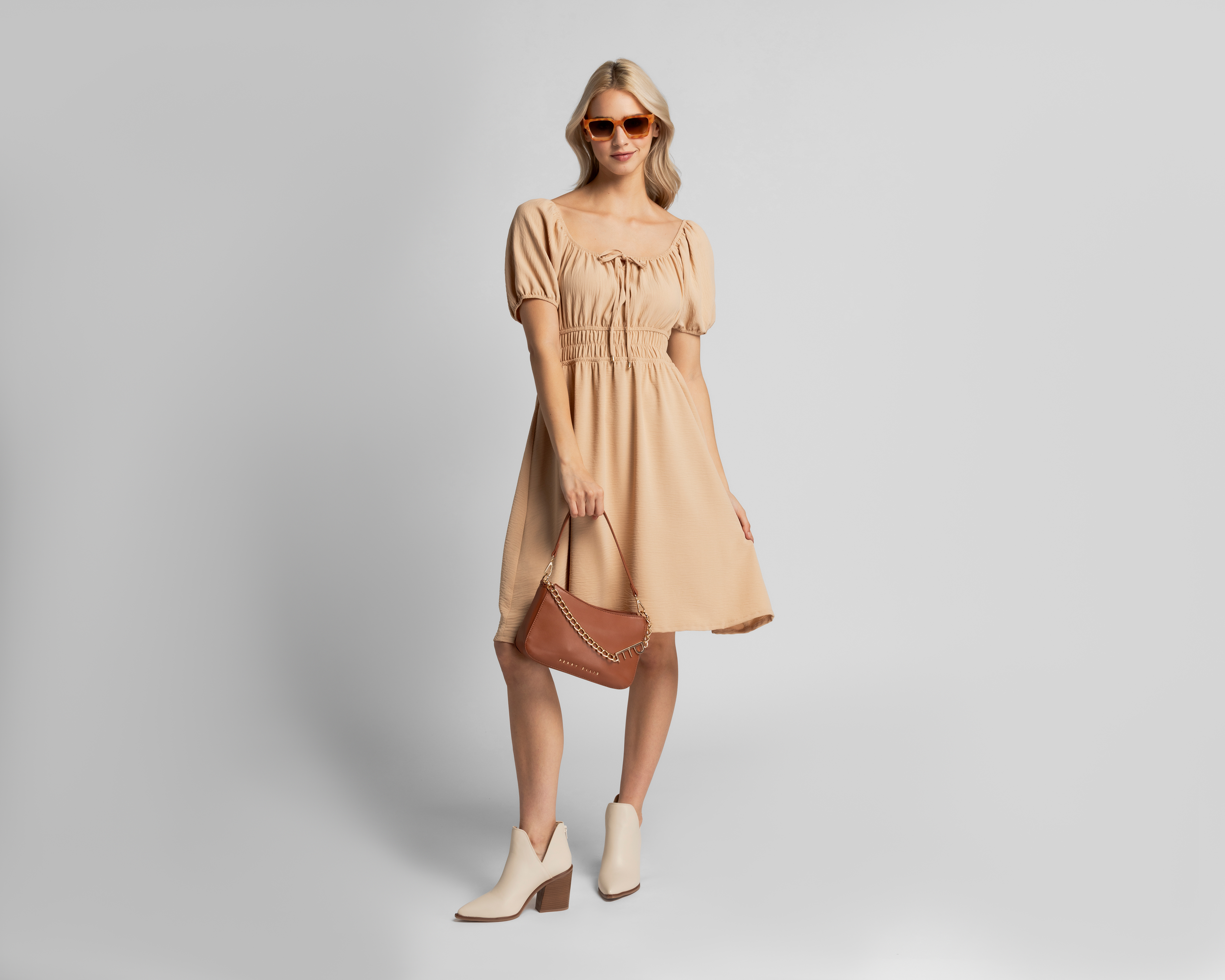 Foto 3 pulgar | Foto 2 | Vestido Casual Refill Manga Corta  Beige Juvenil