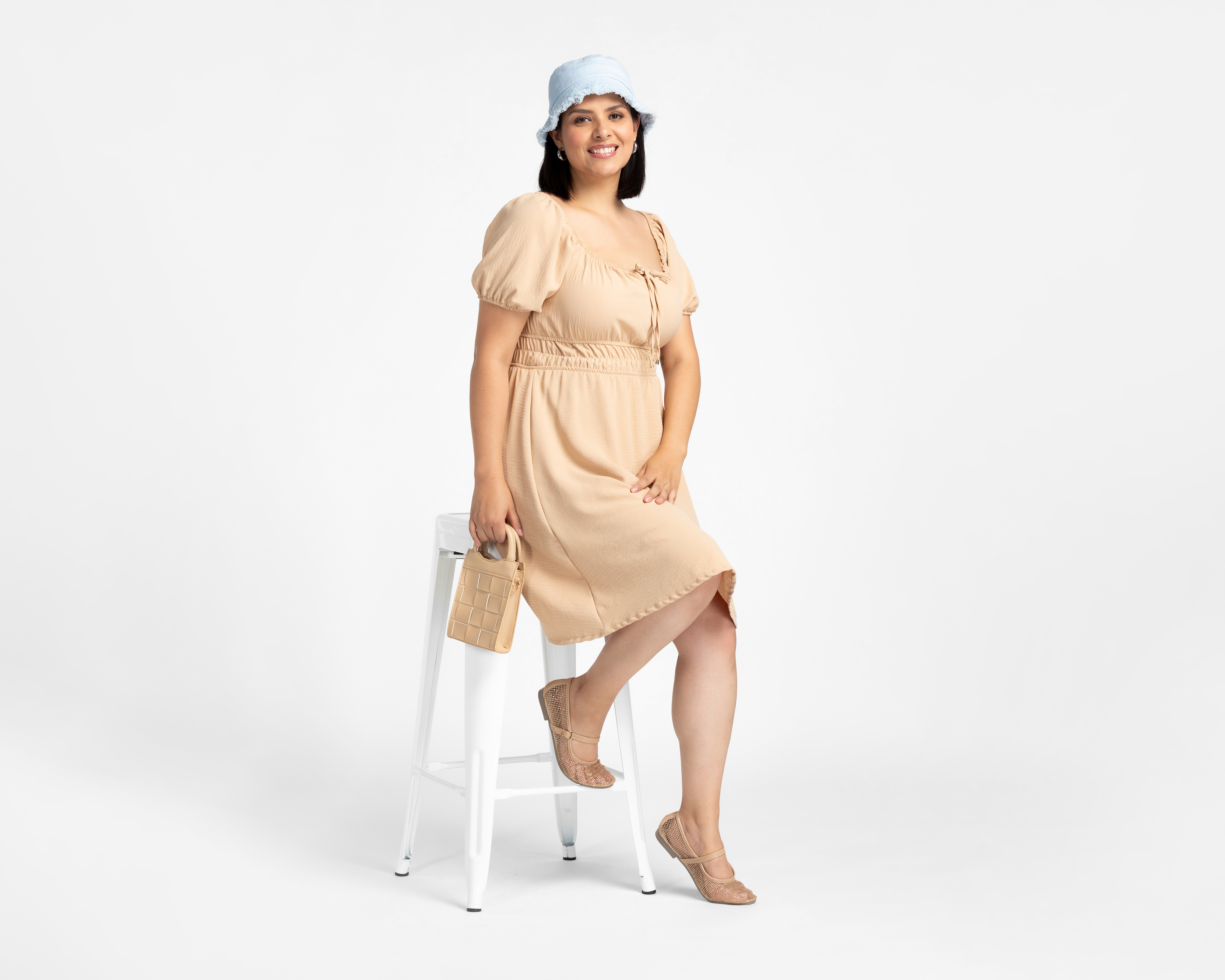 Foto 6 pulgar | Foto 5 | Vestido Casual Refill Manga Corta  Beige Juvenil