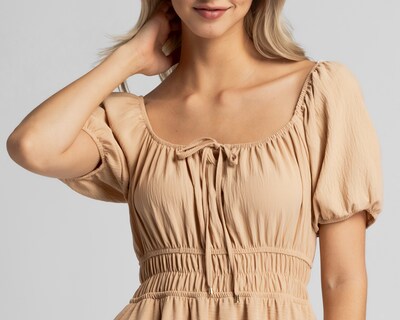 Foto 7 | Foto 7 | Vestido Casual Refill Manga Corta Beige Juvenil