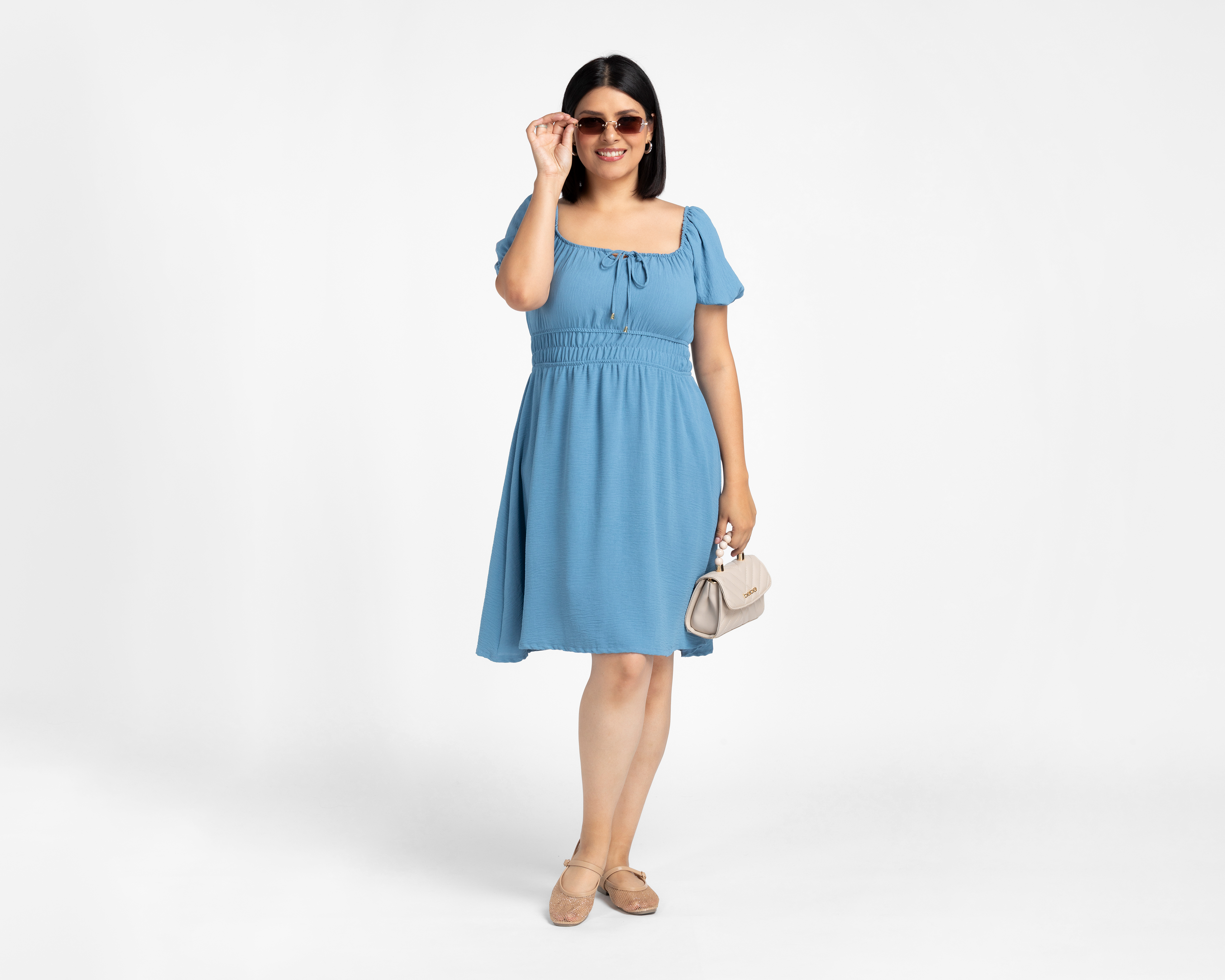 Foto 5 | Foto 5 | Vestido Casual Refill Manga Corta Midi Azul Juvenil