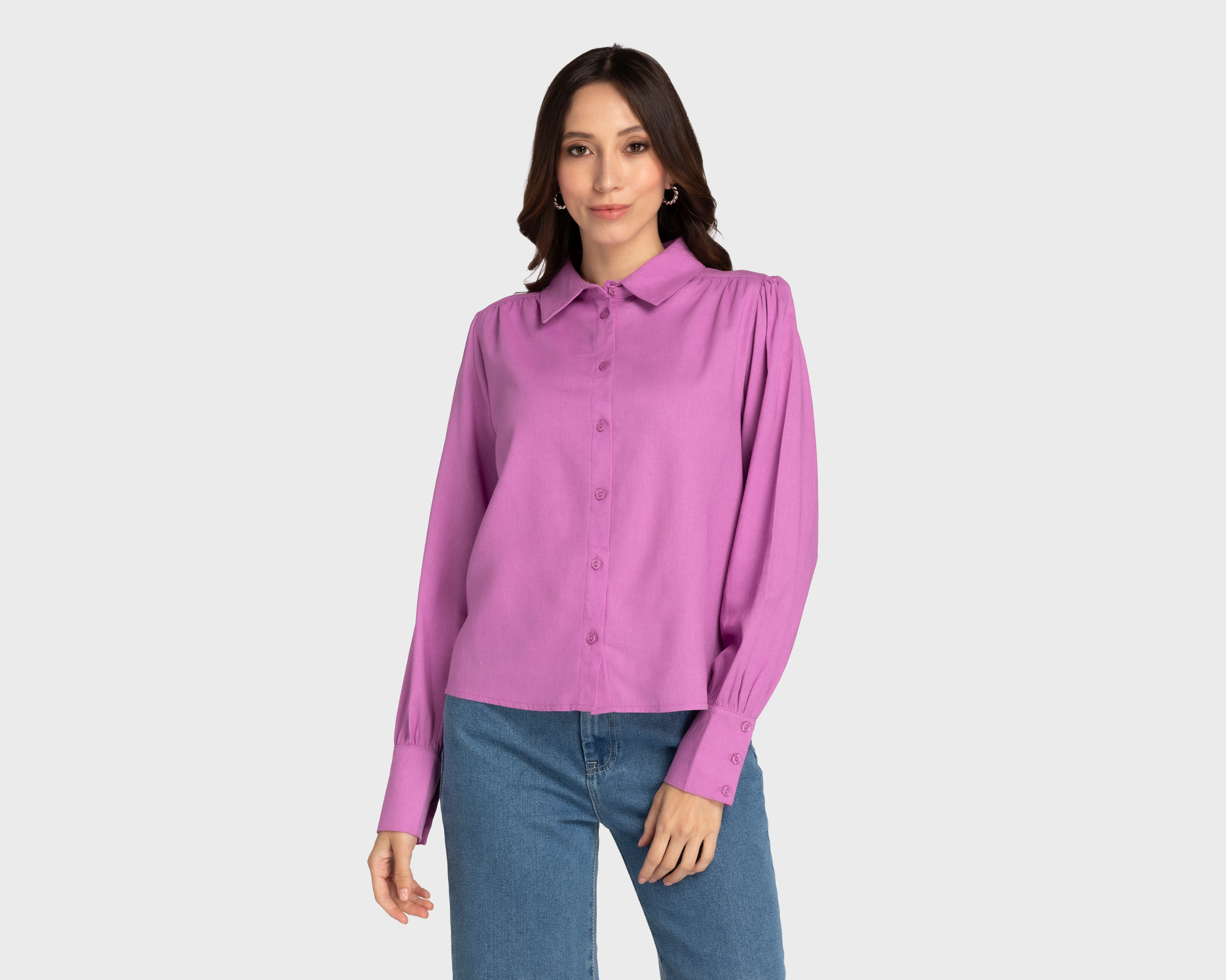 Blusa Sahara Manga Larga con Botones