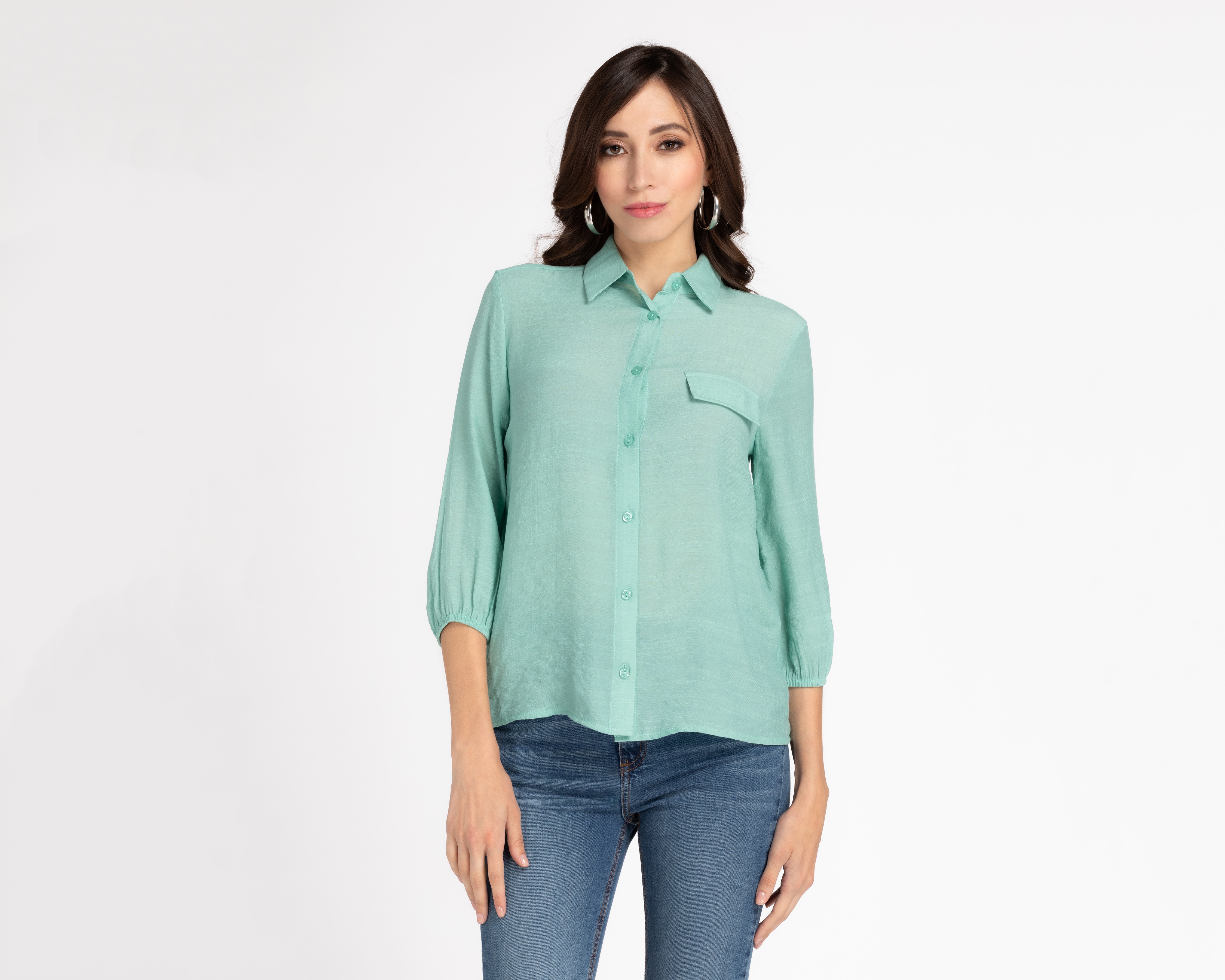 Blusa Jennifer Lopez Manga 3/4 con Botones