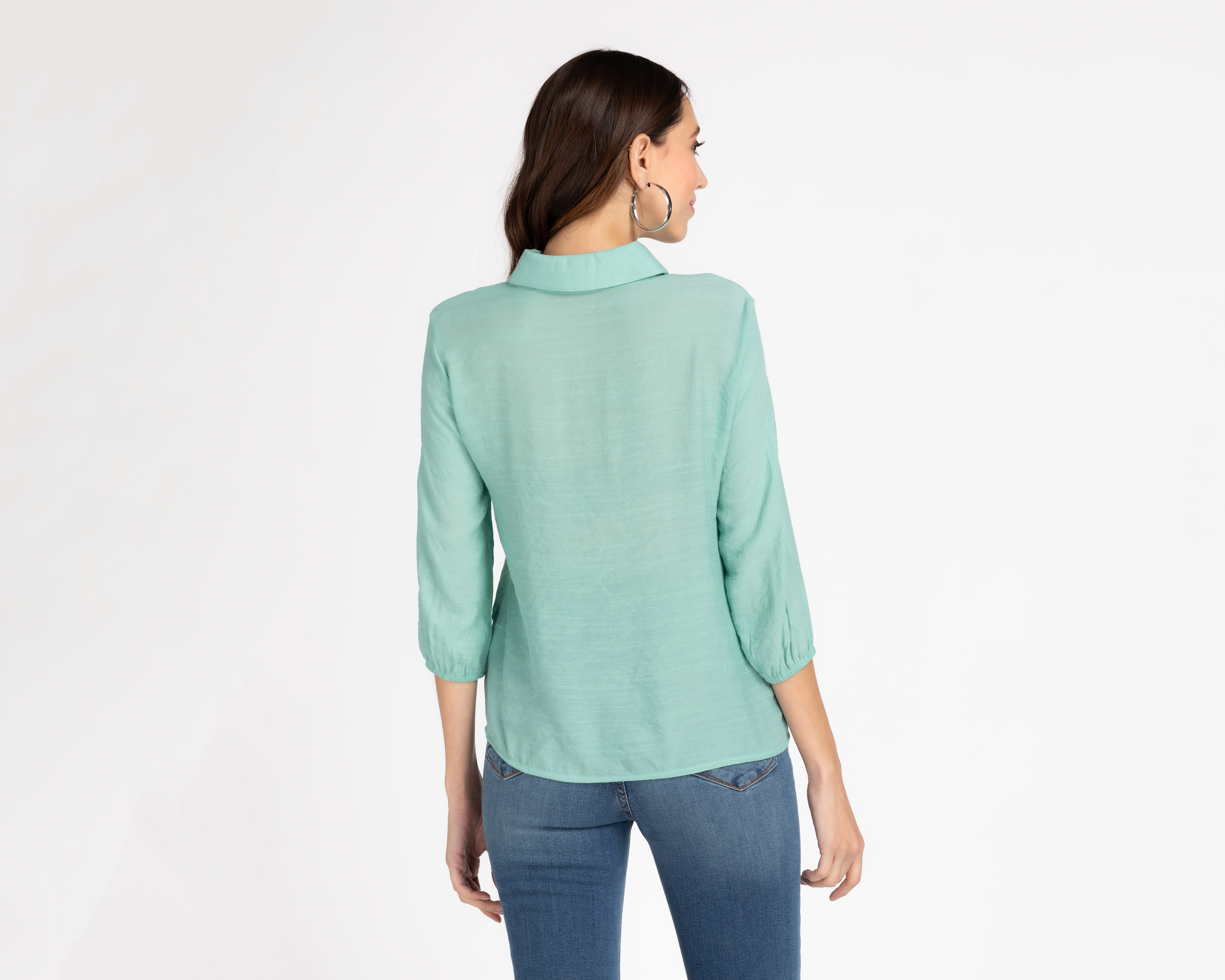 Foto 4 pulgar | Foto 3 | Blusa Jennifer Lopez Manga 3/4 con Botones