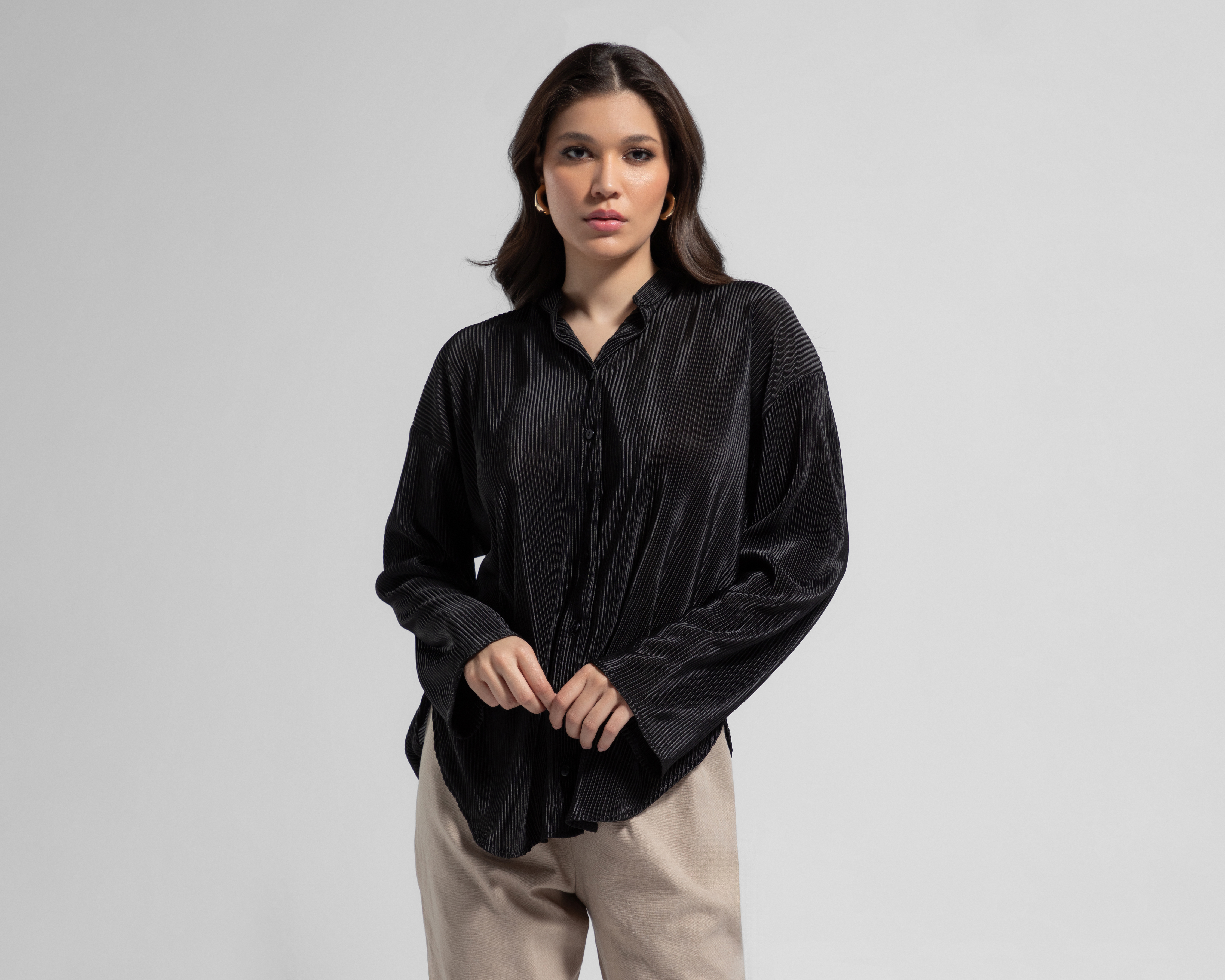 Blusa Jennifer Lopez Manga Larga con Botones