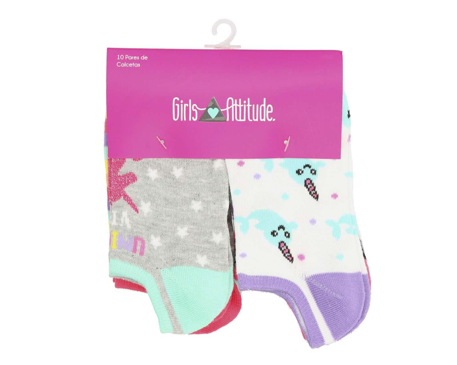 Foto 4 pulgar | Foto 3 | Calcetas Tines Girls Attitude para Niña 10 Pares