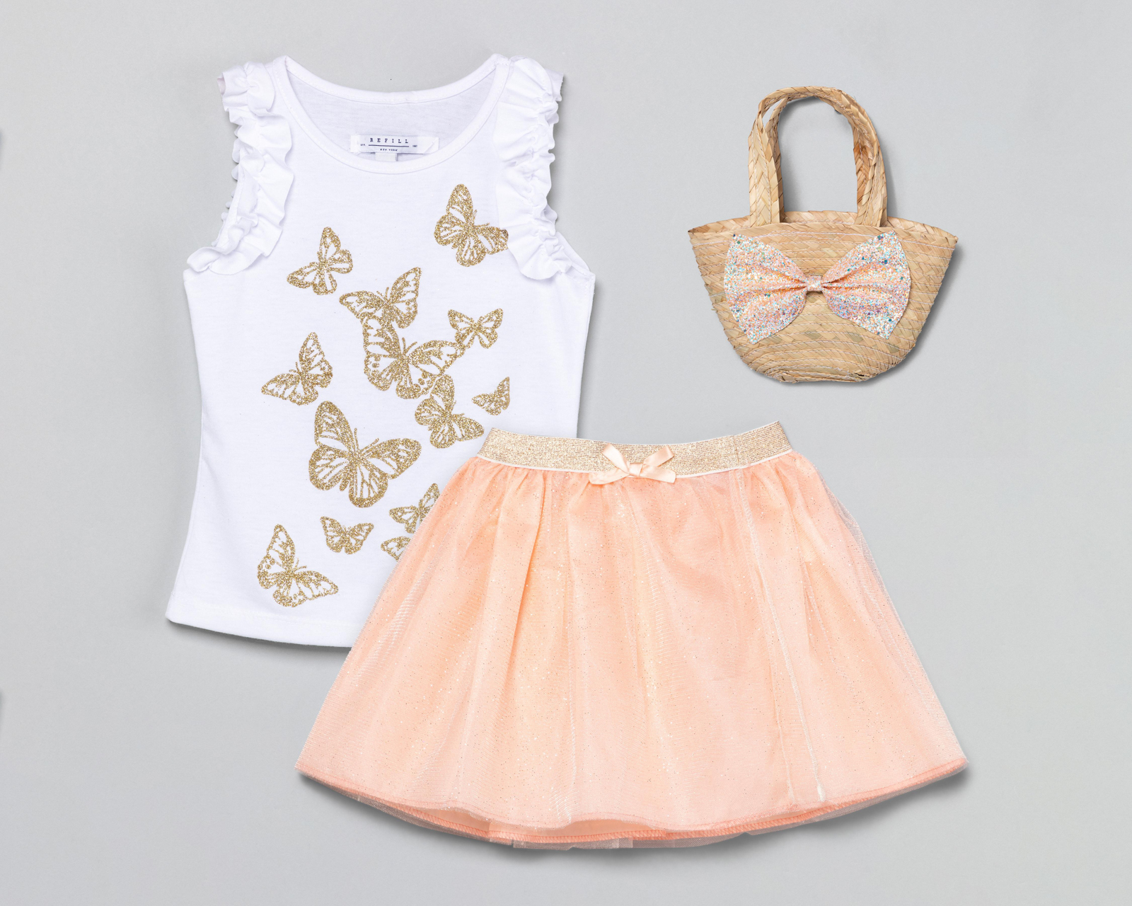 Foto 2 pulgar | Foto 1 | Conjunto con Falda Refill para Niña 3 Piezas