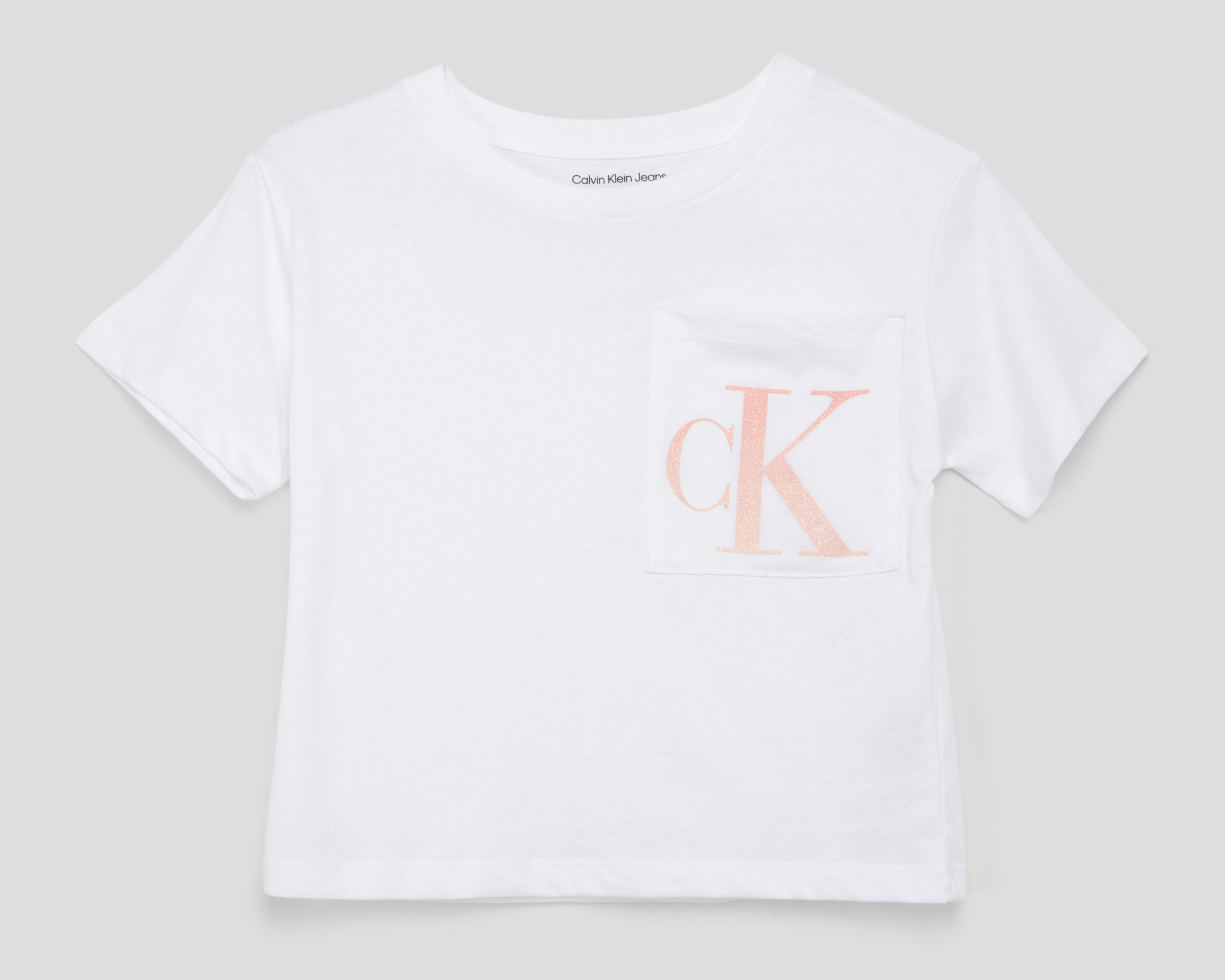 Foto 2 pulgar | Foto 1 | Playera de Cuello Redondo Blanca Calvin Klein para Niña