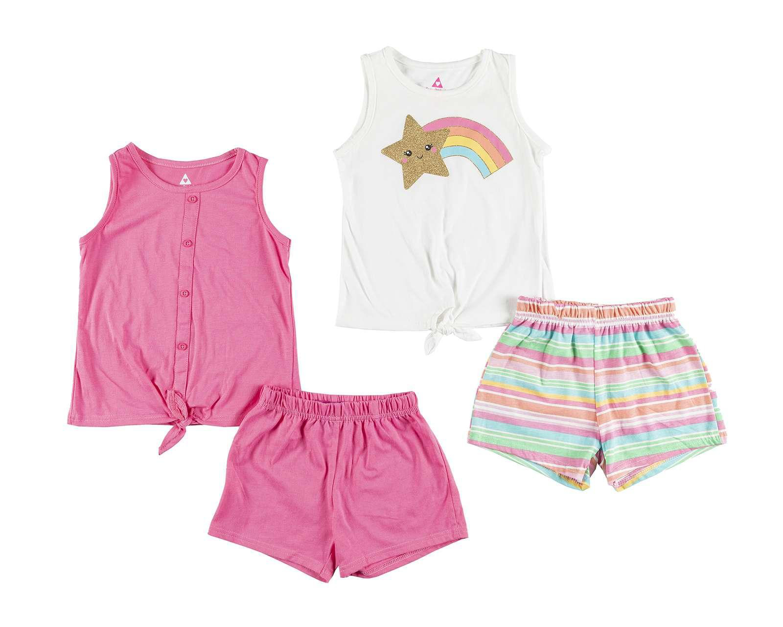 Conjunto con Short Girls Attitude para Niña 4 Piezas