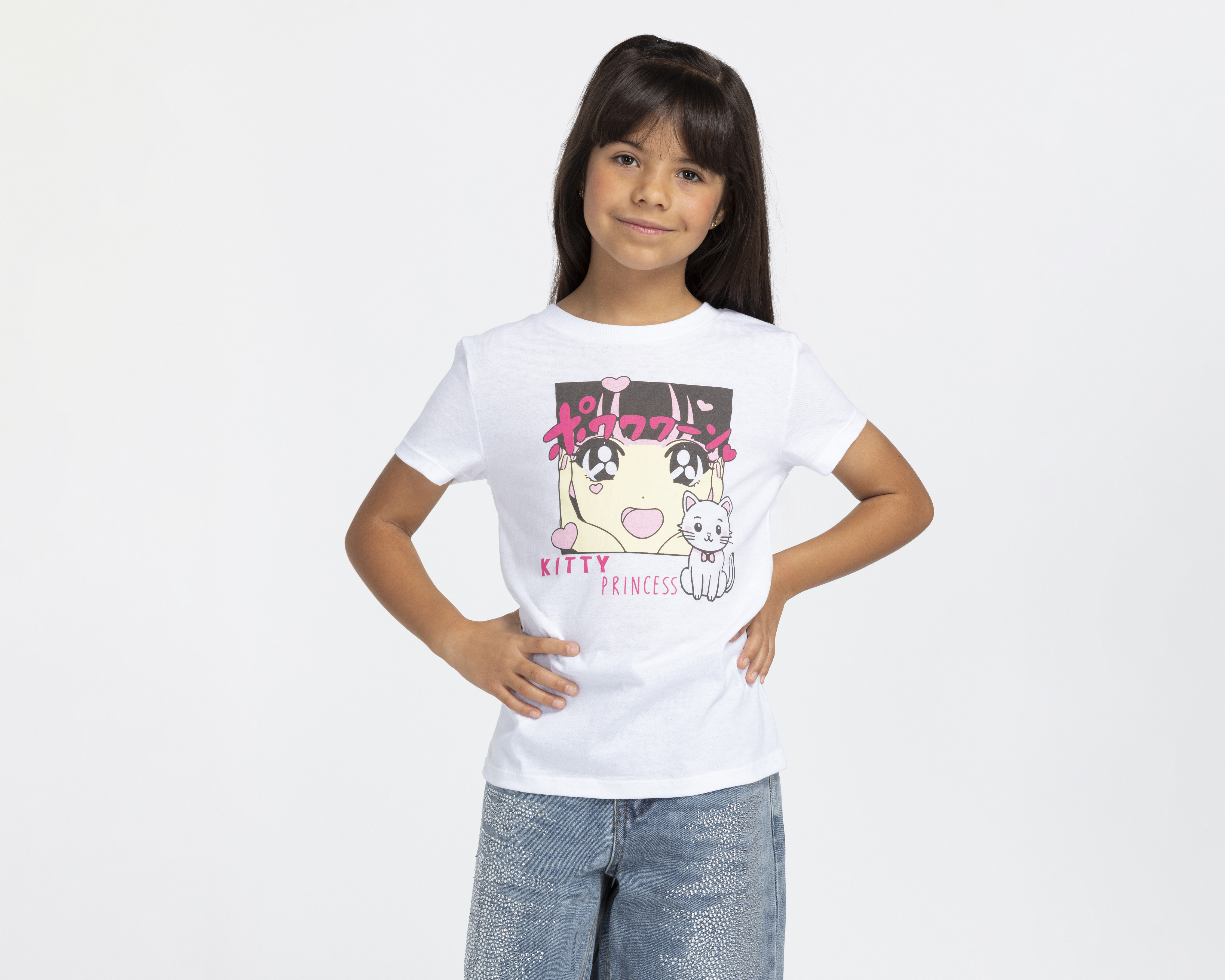 Foto 2 pulgar | Foto 1 | Playera de Cuello Redondo Blanco Action Gear para Niña