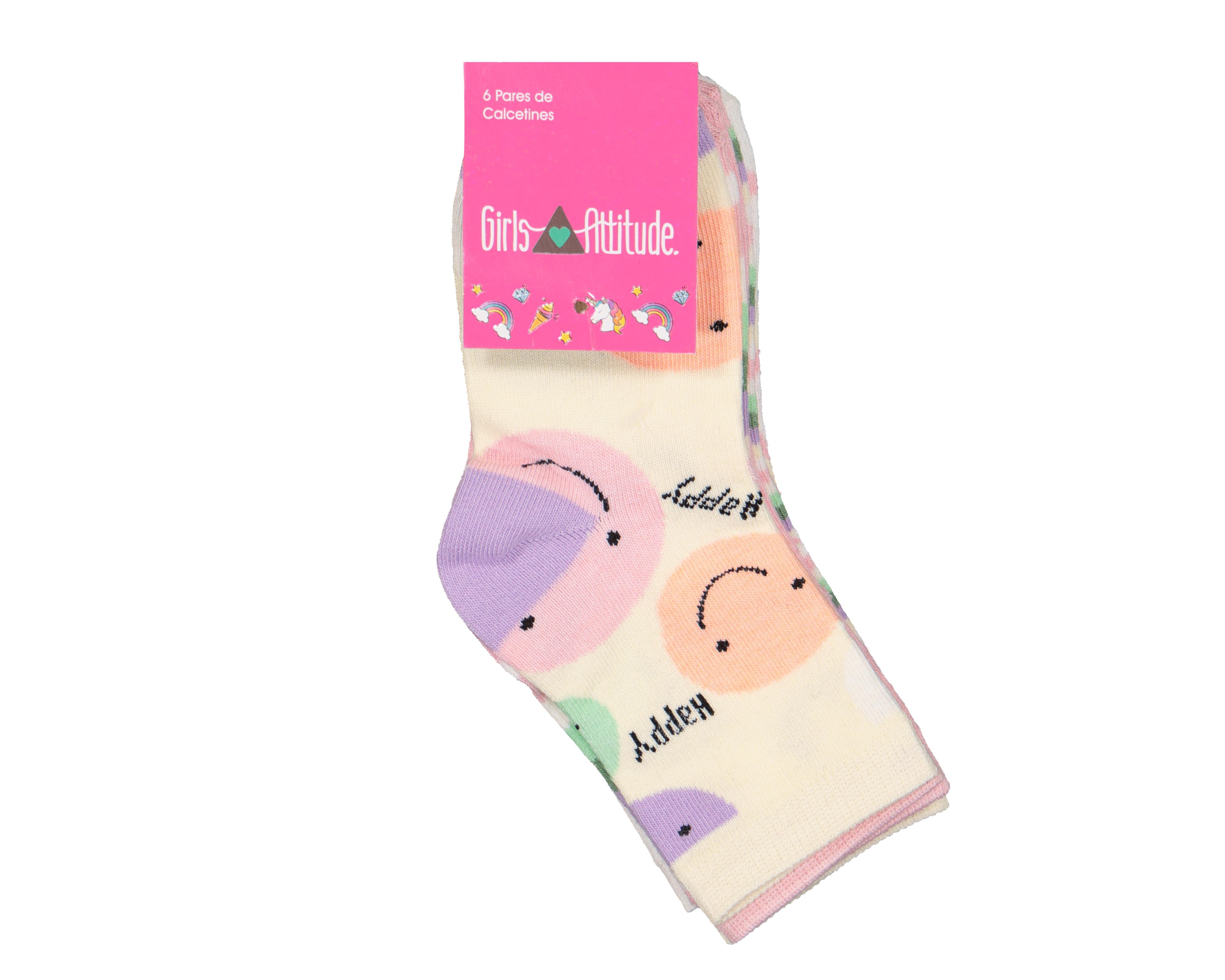 Foto 4 pulgar | Foto 3 | Calcetas Tobilleras Girls Attitude para Niña 6 Pares