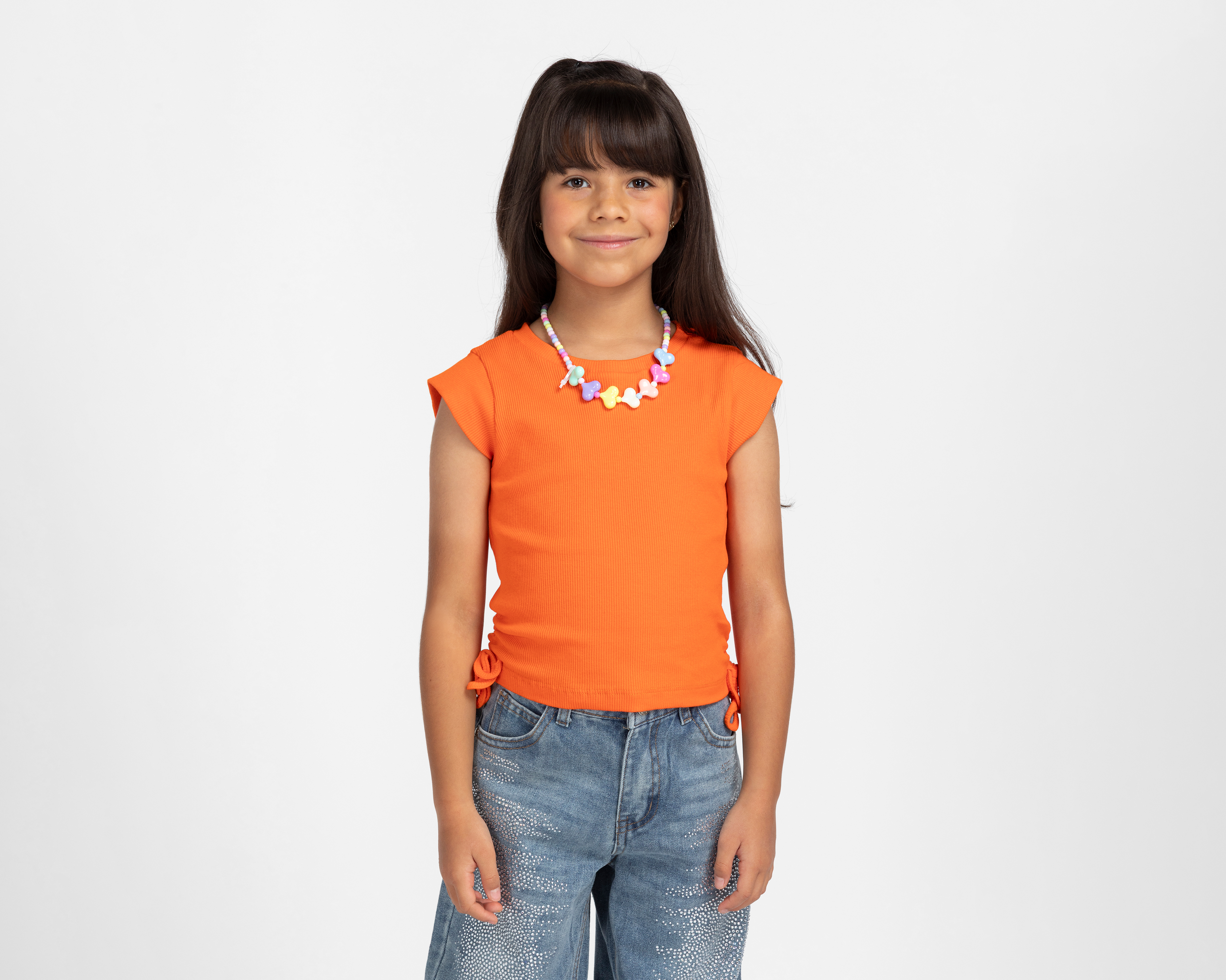 Foto 2 pulgar | Foto 1 | Playera Girls Attitude sin Mangas Anaranjada para Niña