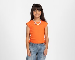 Playera Girls Attitude sin Mangas Anaranjada para Niña