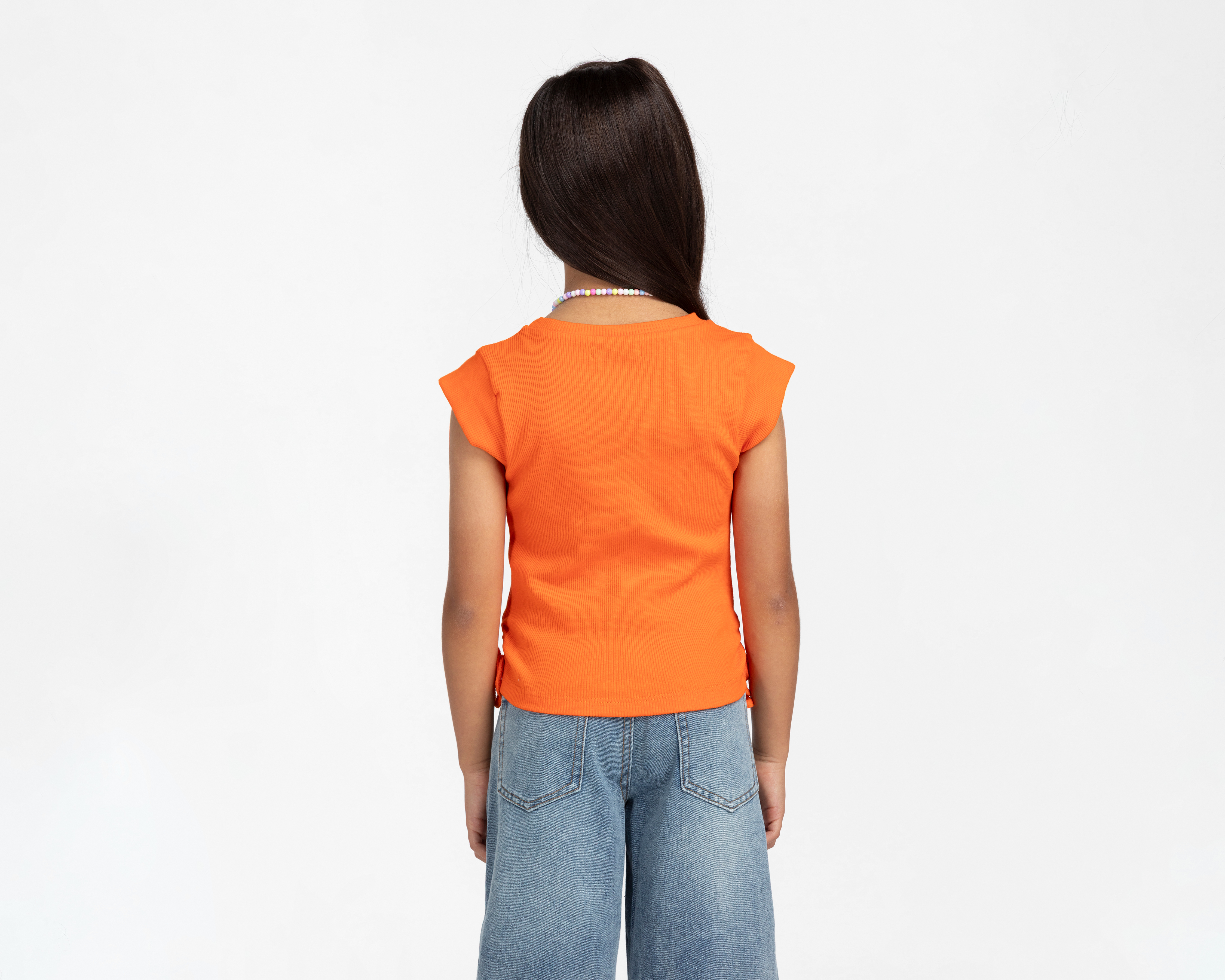 Foto 4 pulgar | Foto 3 | Playera Girls Attitude sin Mangas Anaranjada para Niña