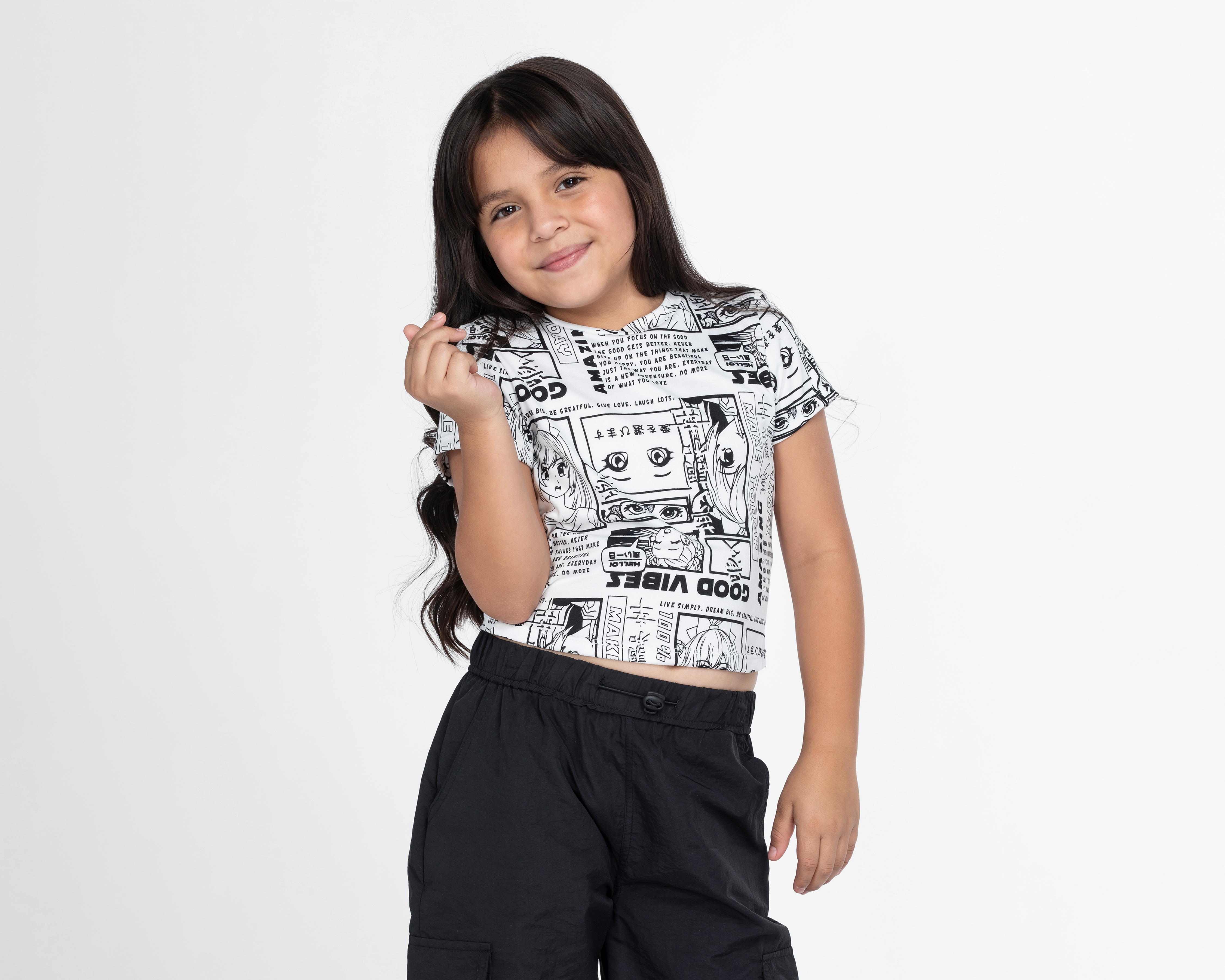 Playera Girls Attitude Manga Corta Estampada para Niña