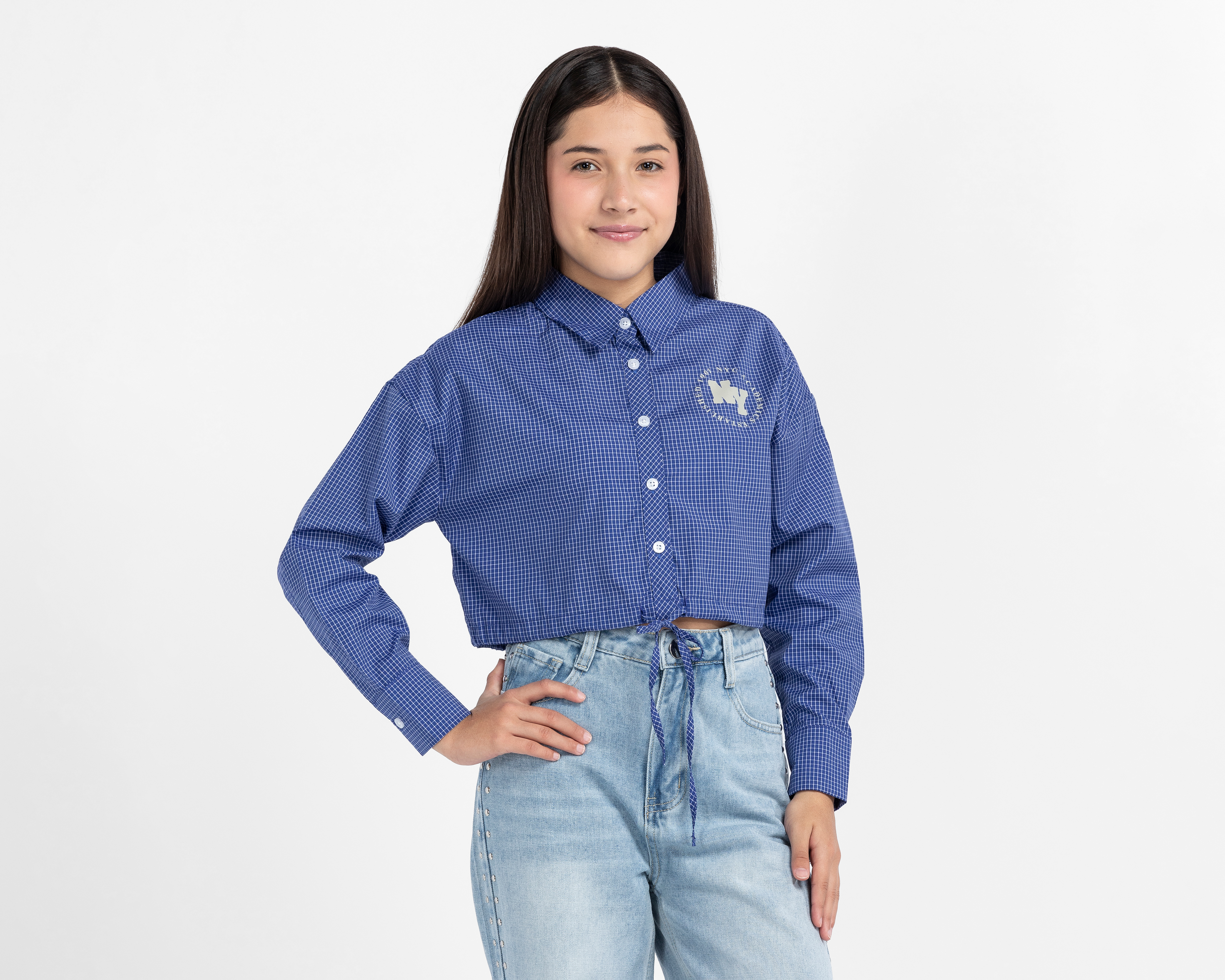 Blusa de Cuello Americano Azul Refill para Niña