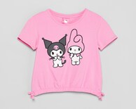 Playera de Cuello Redondo Rosa Kuromi para Niña