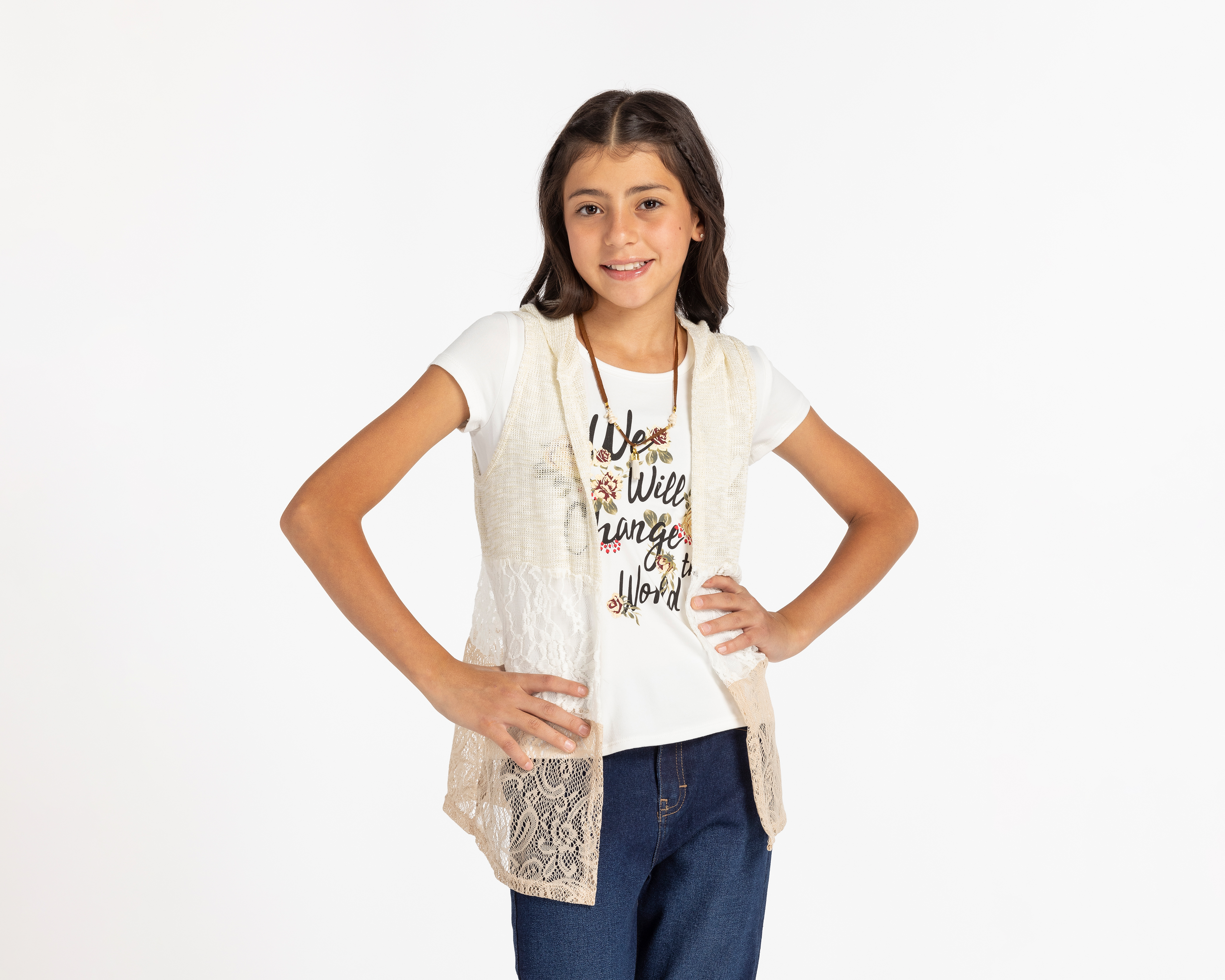 Playera y Chaleco Refill Estampada para Niña