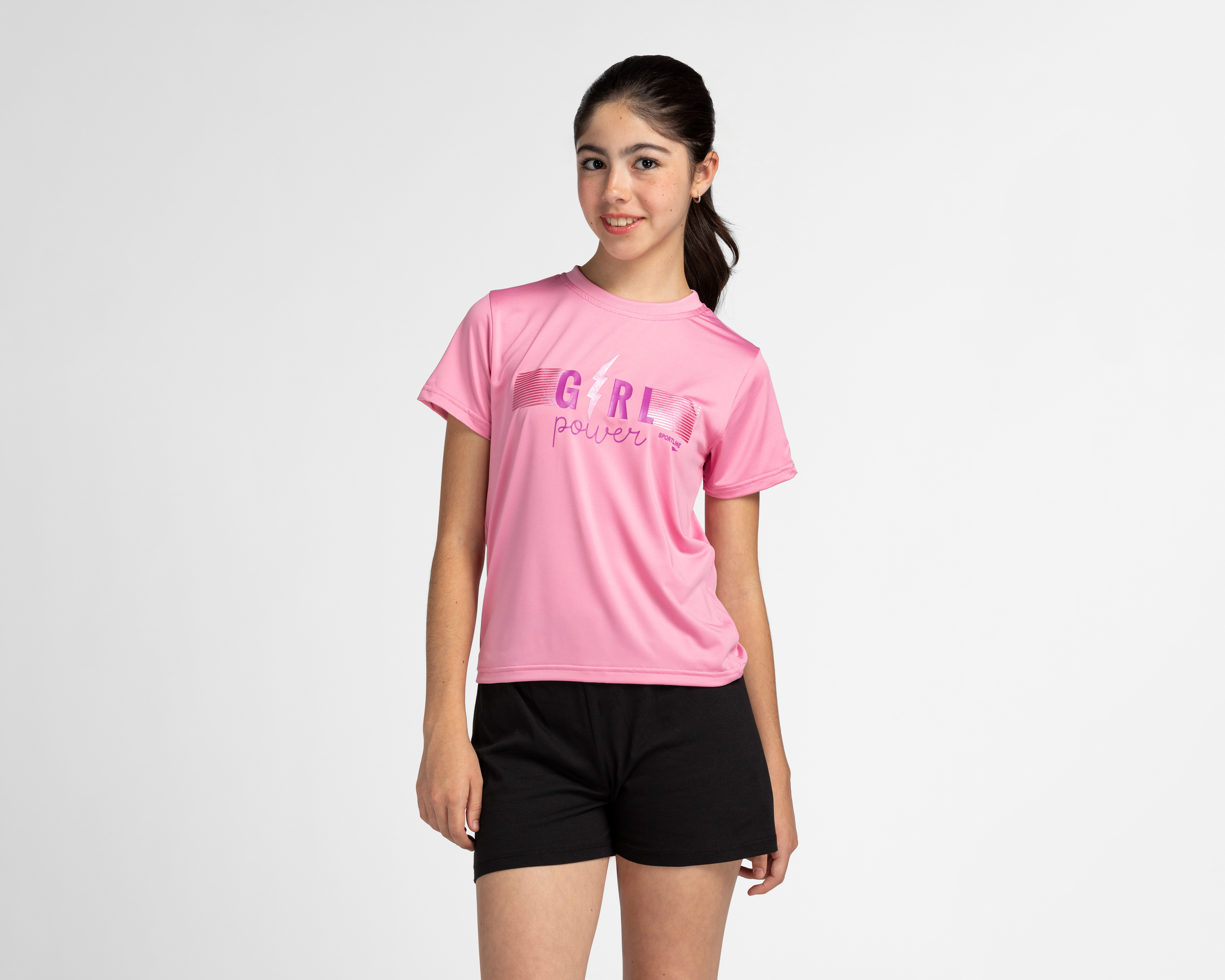 Playera Sportline Manga Corta Estampada para Niña