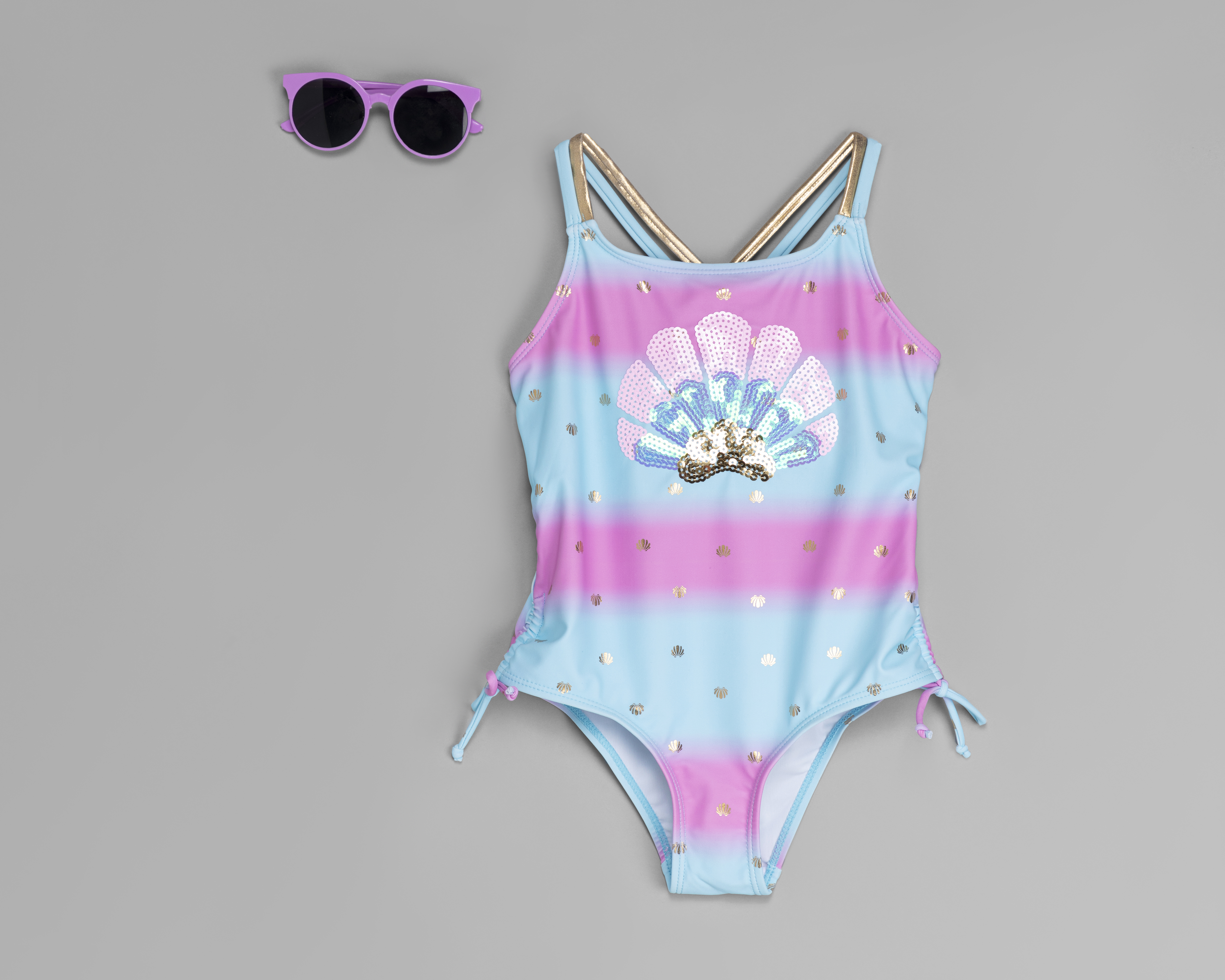 Foto 2 pulgar | Foto 1 | Traje de Baño y Lentes Rio Beach Estampado para Niña 2 Piezas