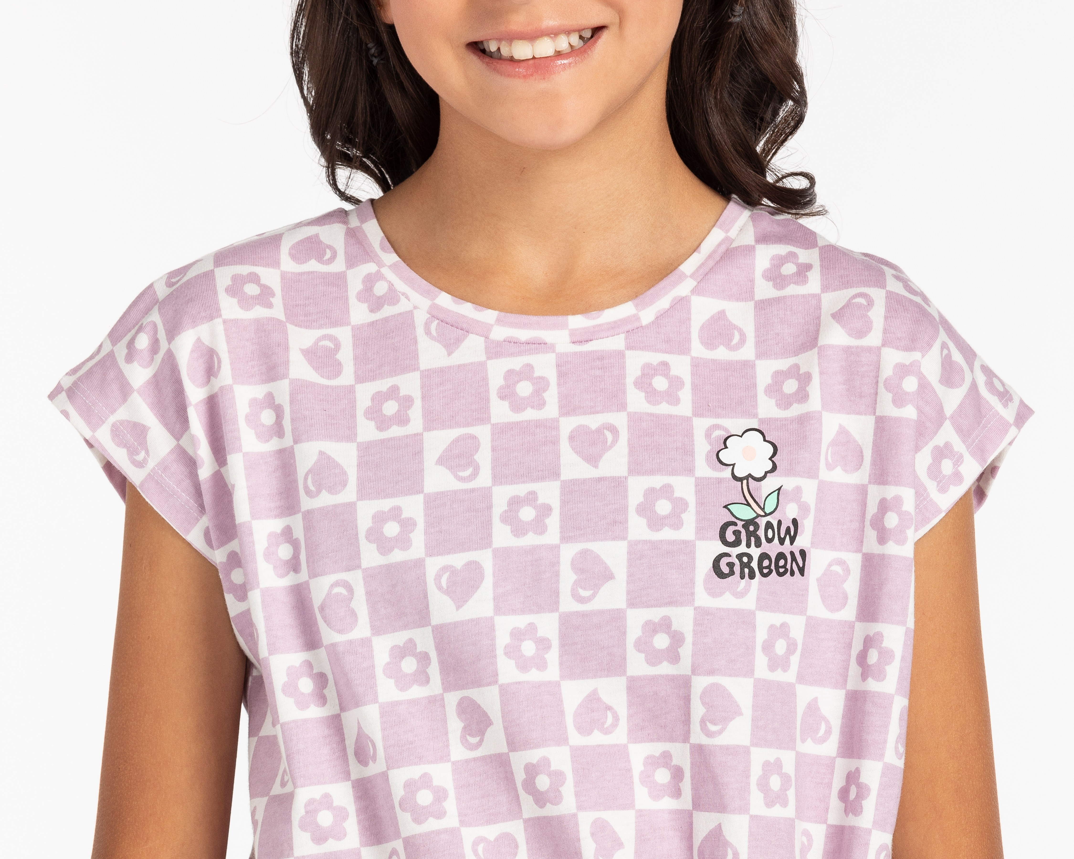 Foto 5 pulgar | Foto 4 | Playera Girls Attitude sin Manga de Cuadros Juvenil