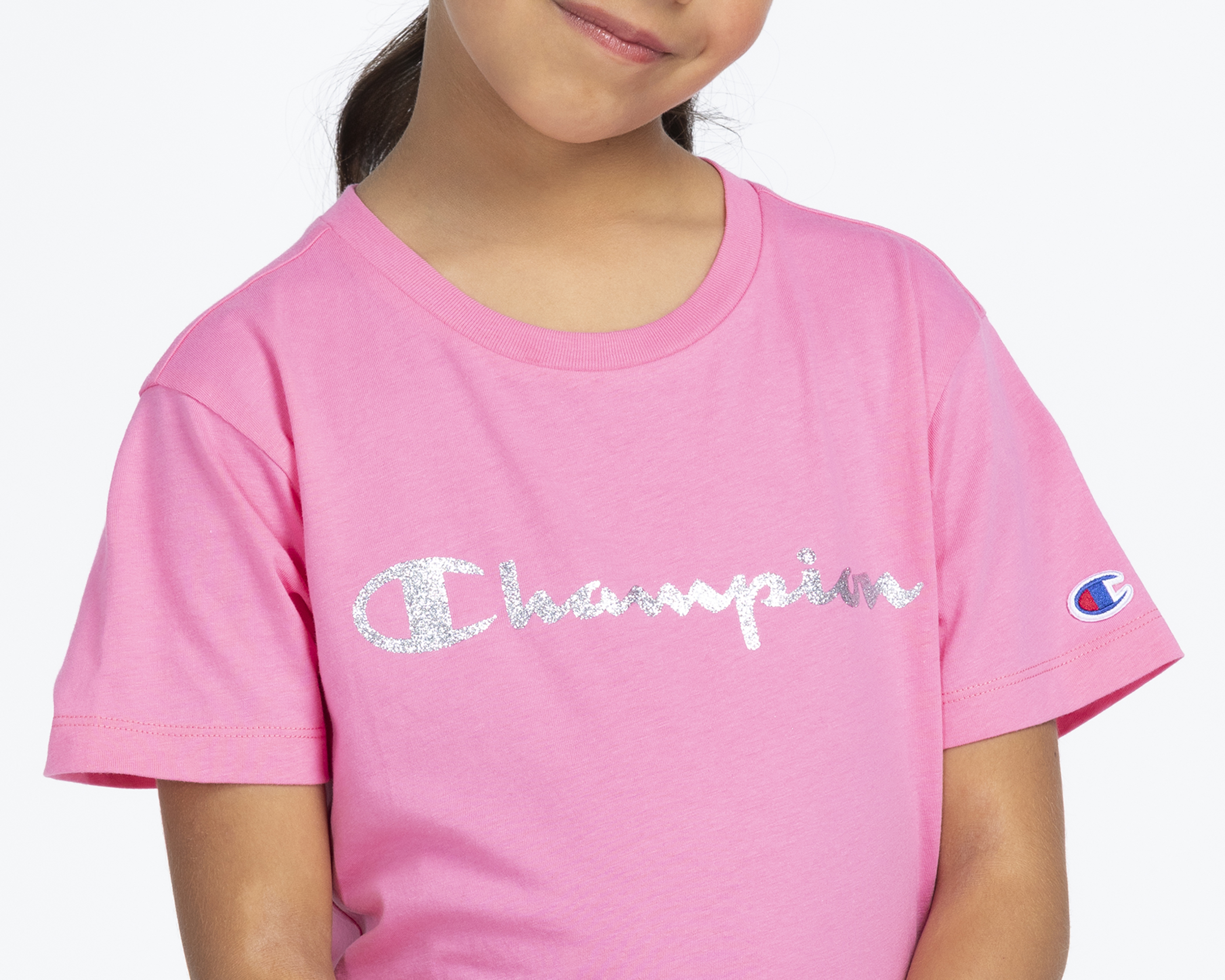 Foto 5 pulgar | Foto 4 | Playera Cuello Redondo Rosa Champion para Niña