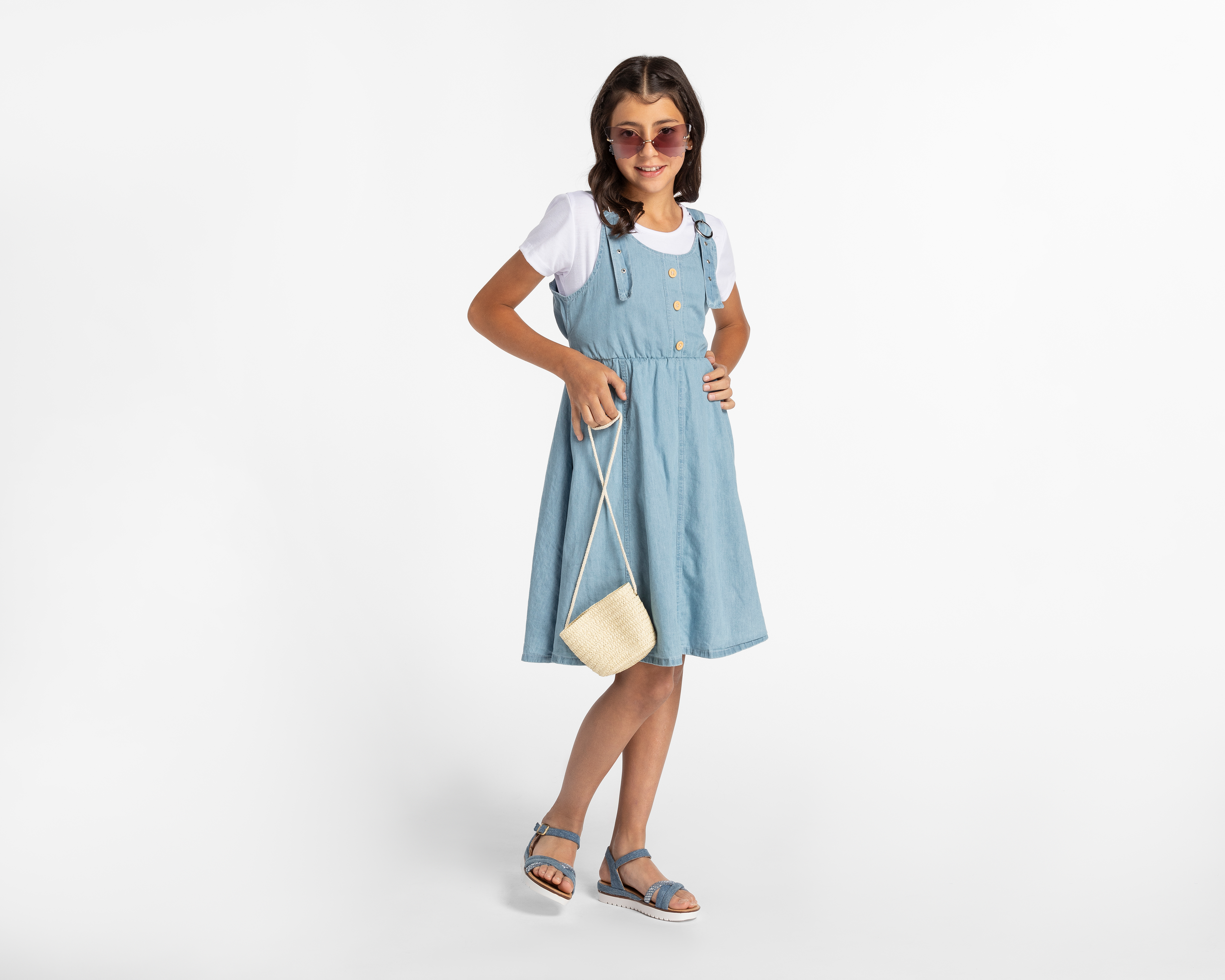 Foto 4 pulgar | Foto 3 | Vestido Azul Refill para Niña con Blusa y Bolsa