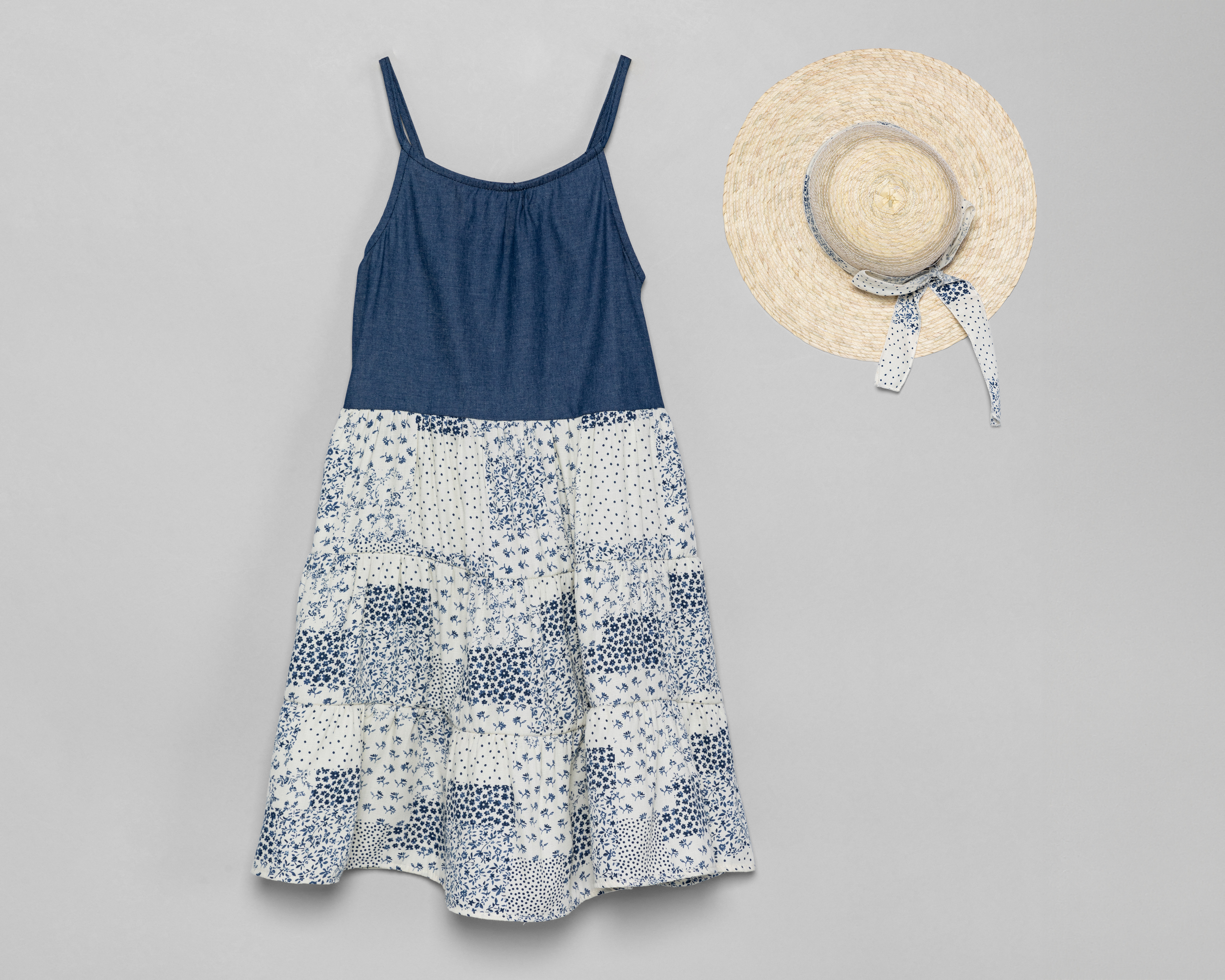 Foto 1 | Foto 1 | Vestido Azul Refill para Niña con Sombrero