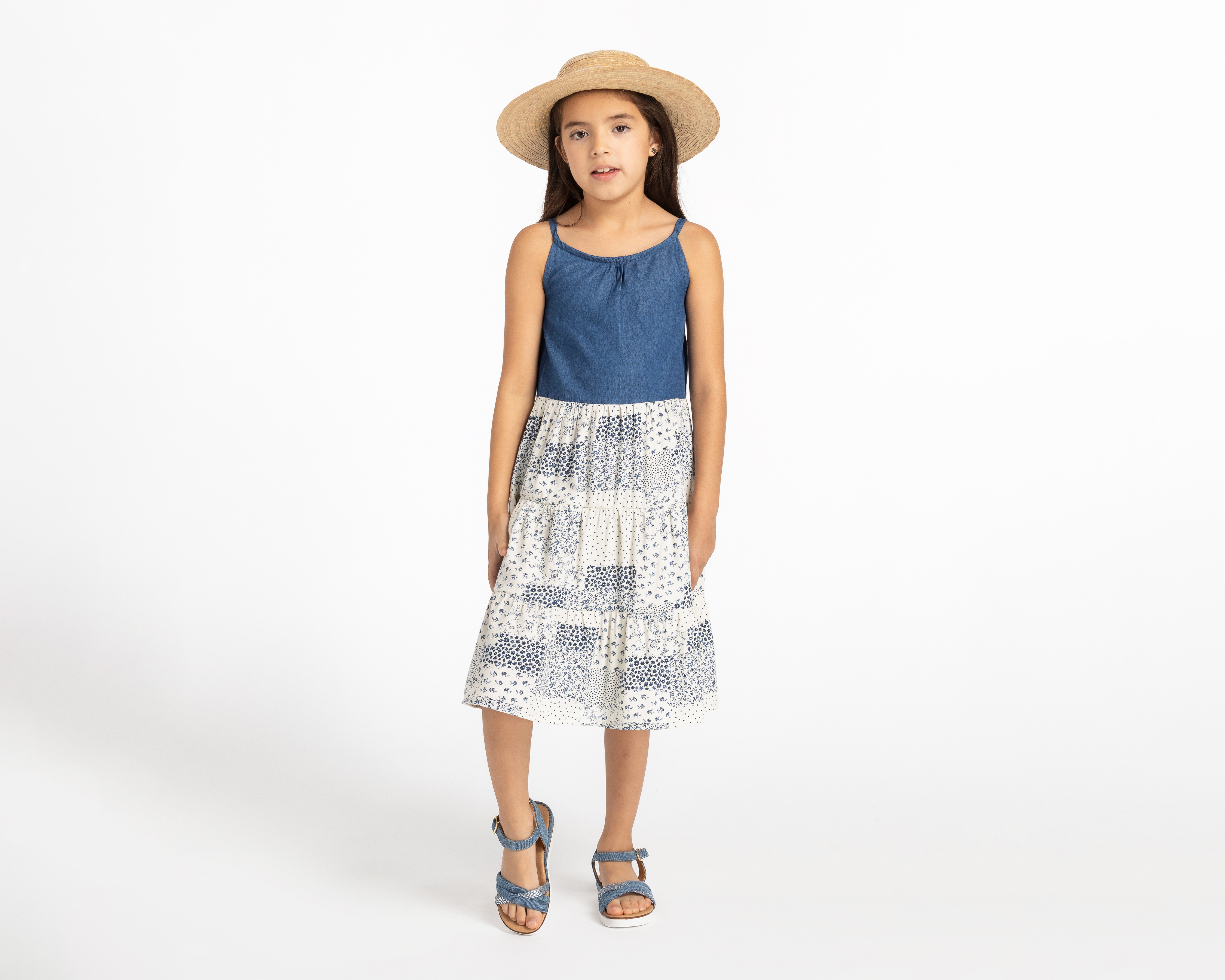 Foto 2 | Foto 2 | Vestido Azul Refill para Niña con Sombrero