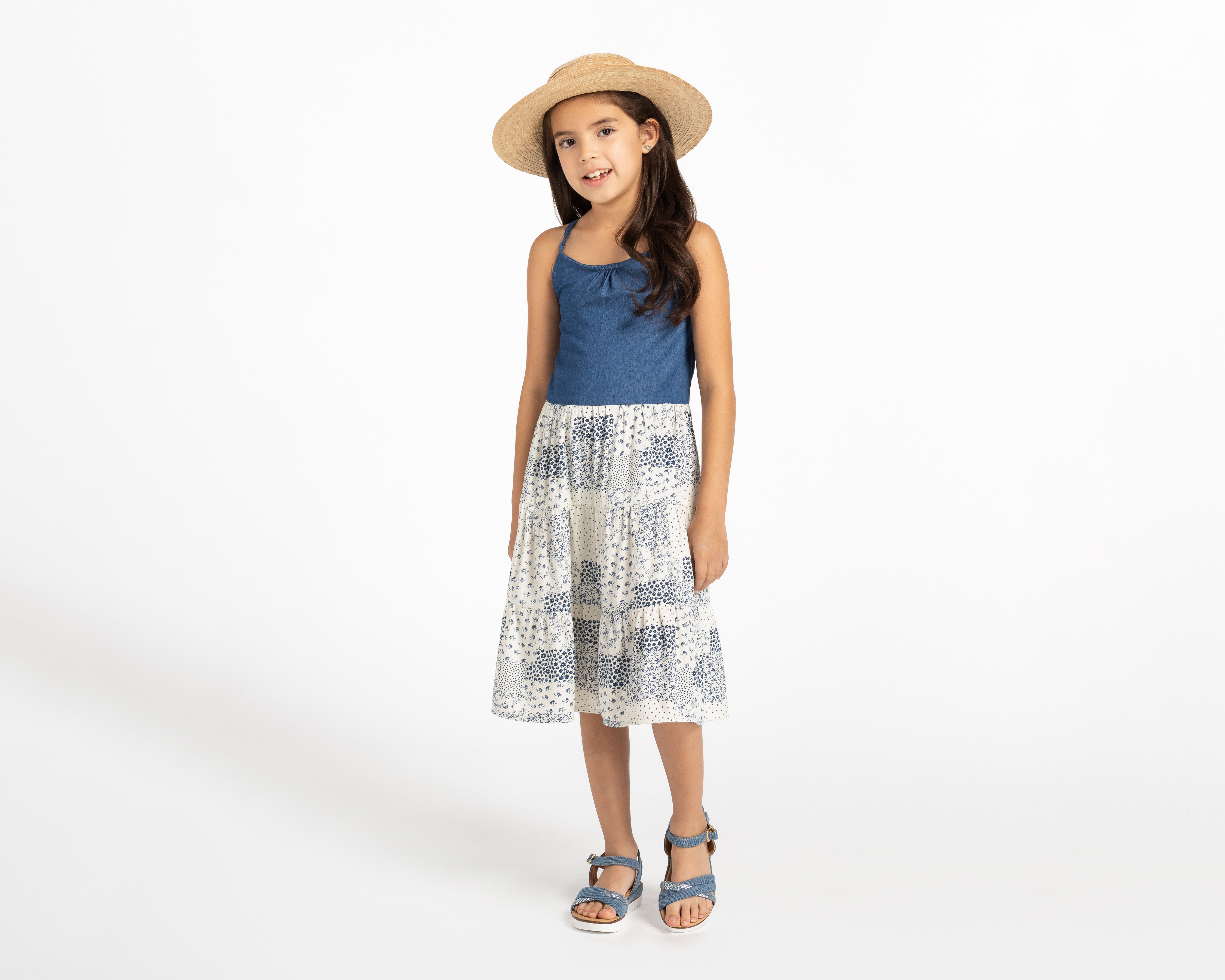 Foto 4 | Foto 4 | Vestido Azul Refill para Niña con Sombrero