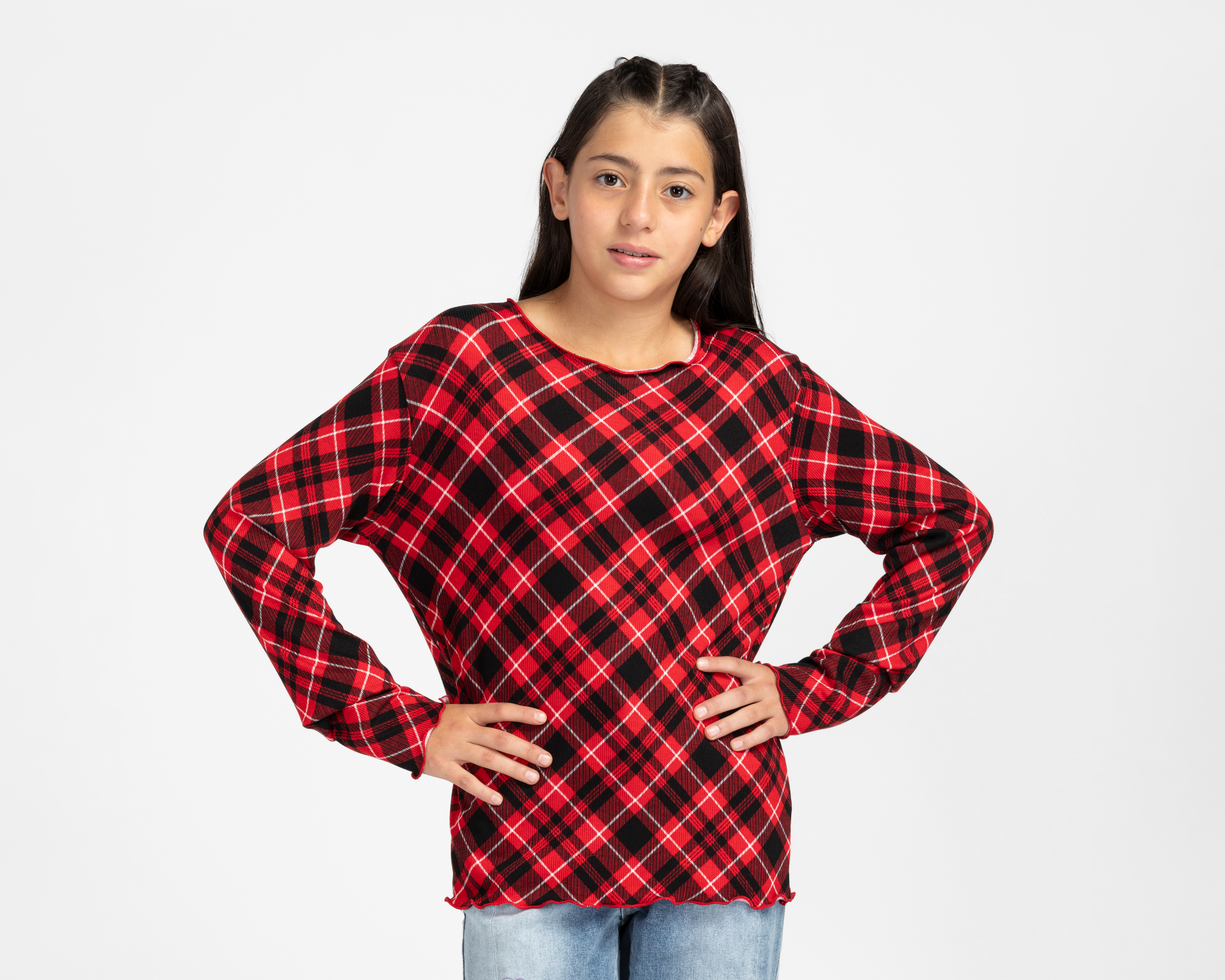 Foto 1 | Foto 1 | Blusa Refill Manga Larga a Cuadros para Niña