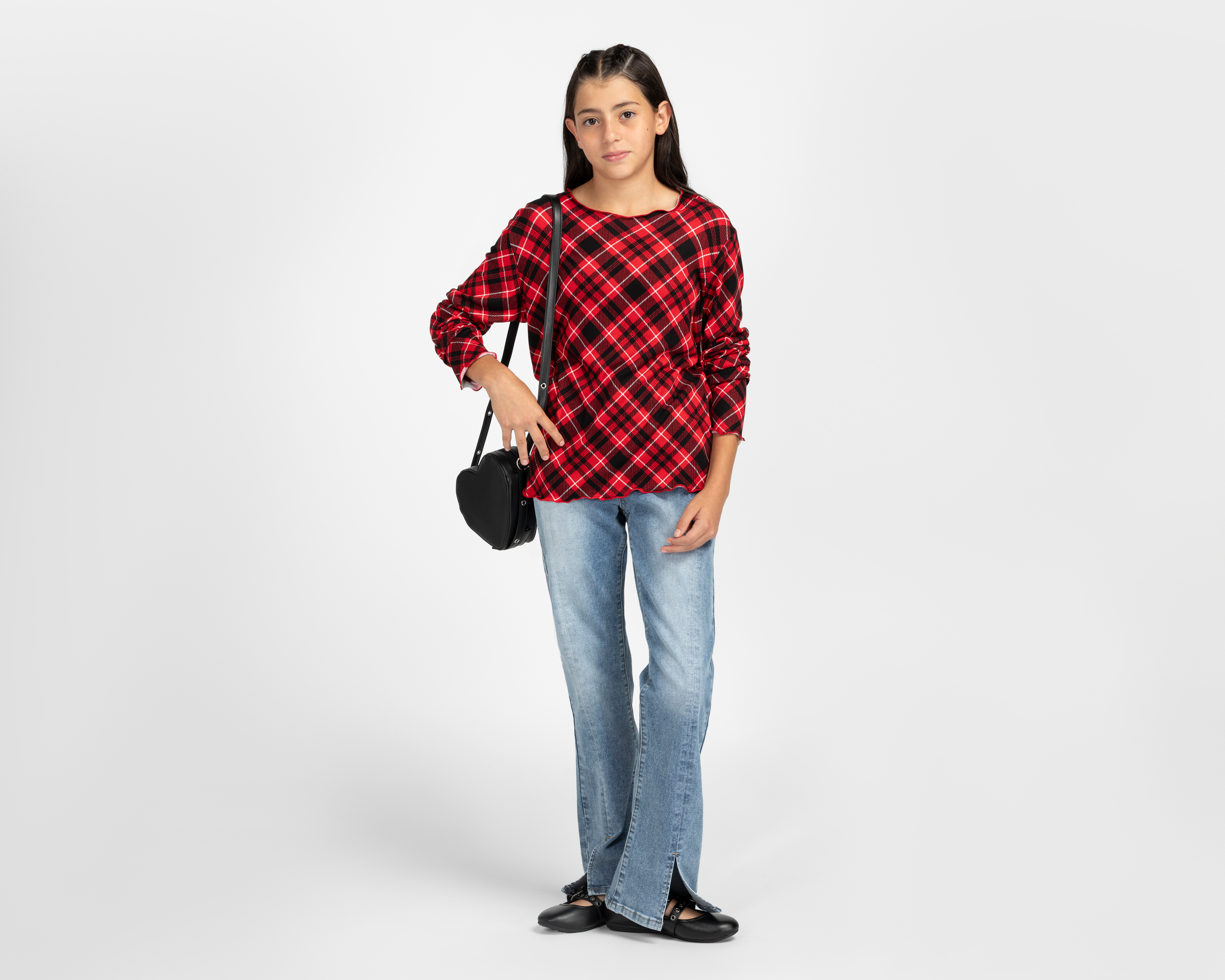 Foto 3 pulgar | Foto 2 | Blusa Refill Manga Larga a Cuadros para Niña