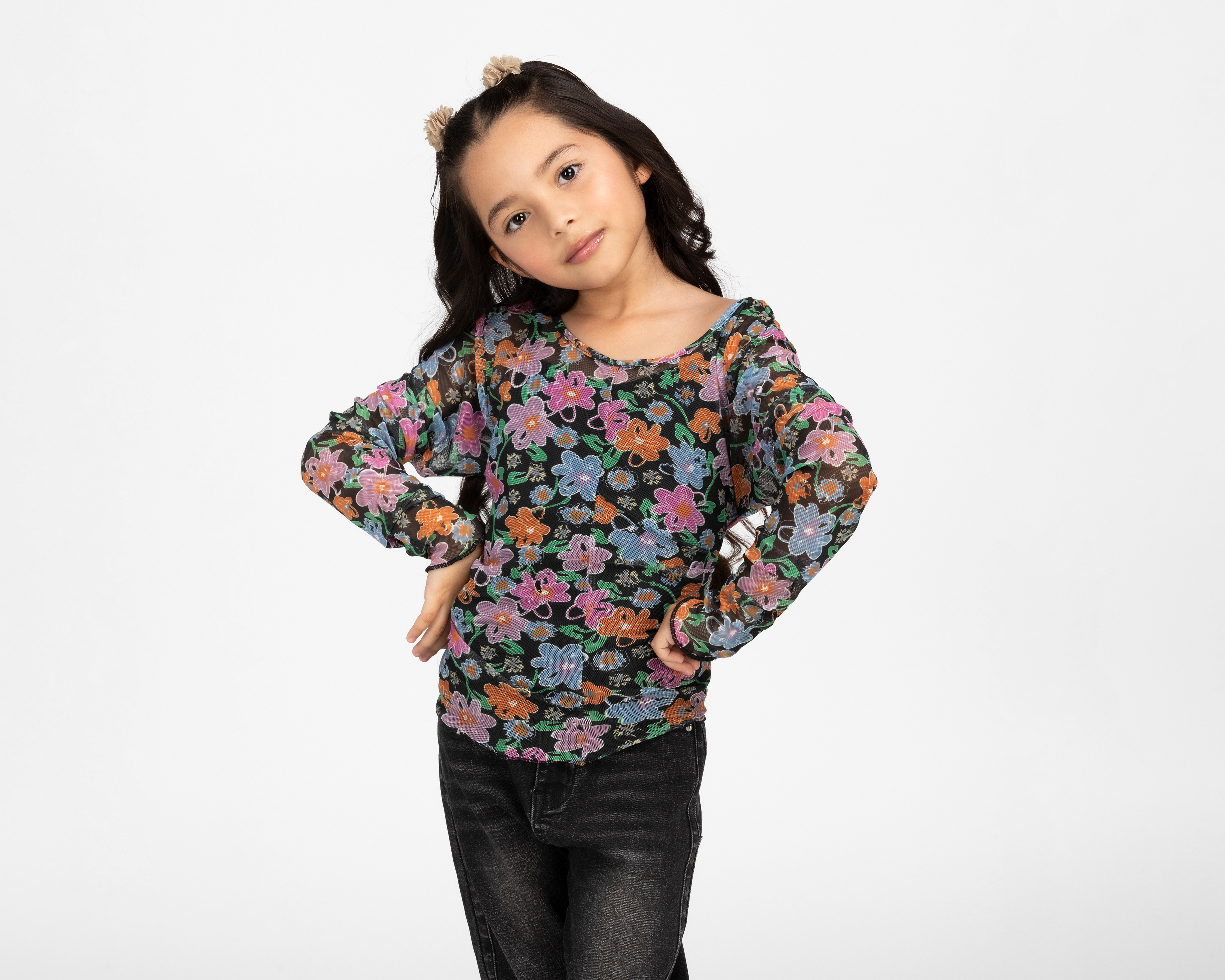 Blusa Girls Attitude Manga Larga Floral para Niñas