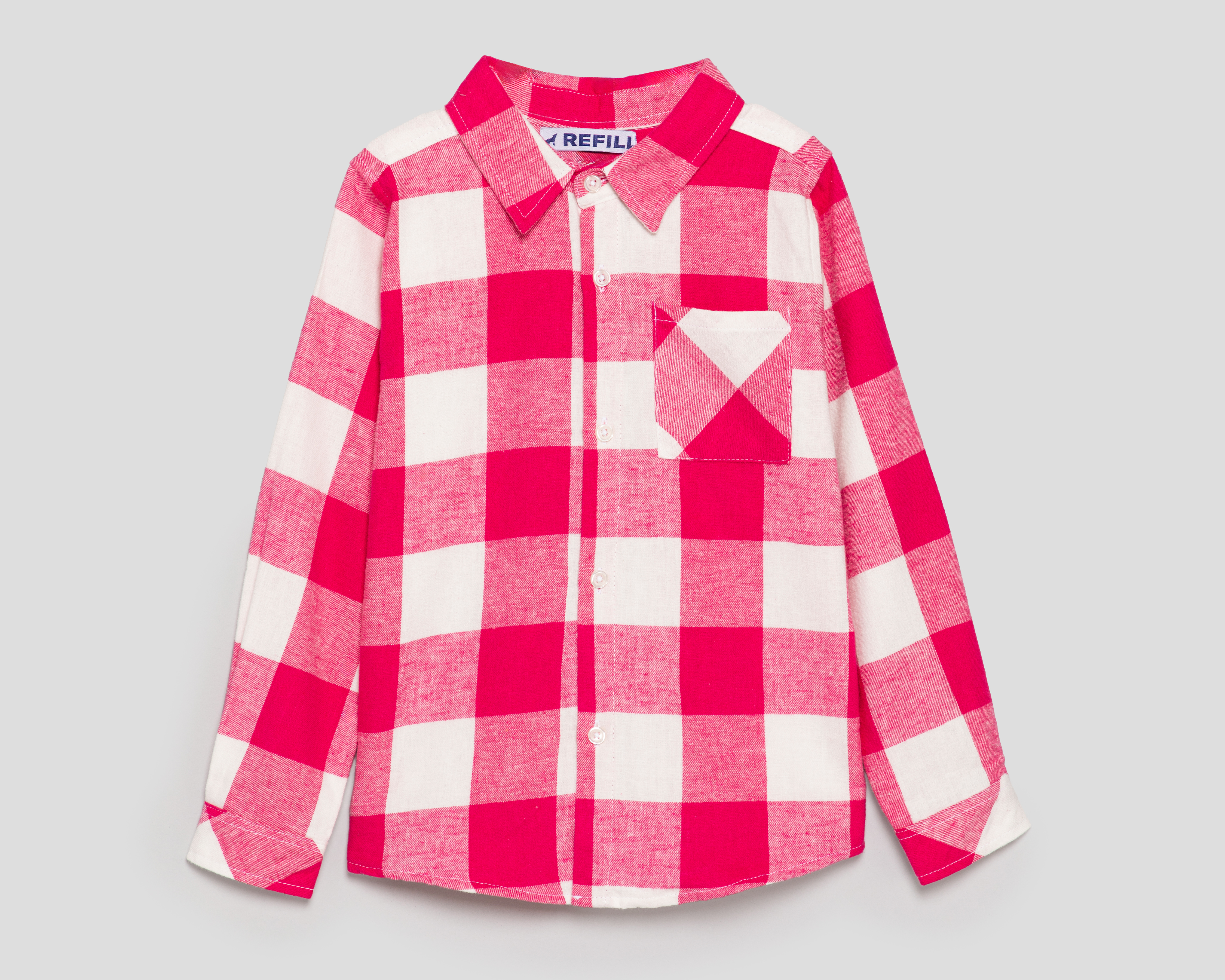 Foto 2 pulgar | Foto 1 | Blusa Refill Manga Larga a Cuadros para Niña