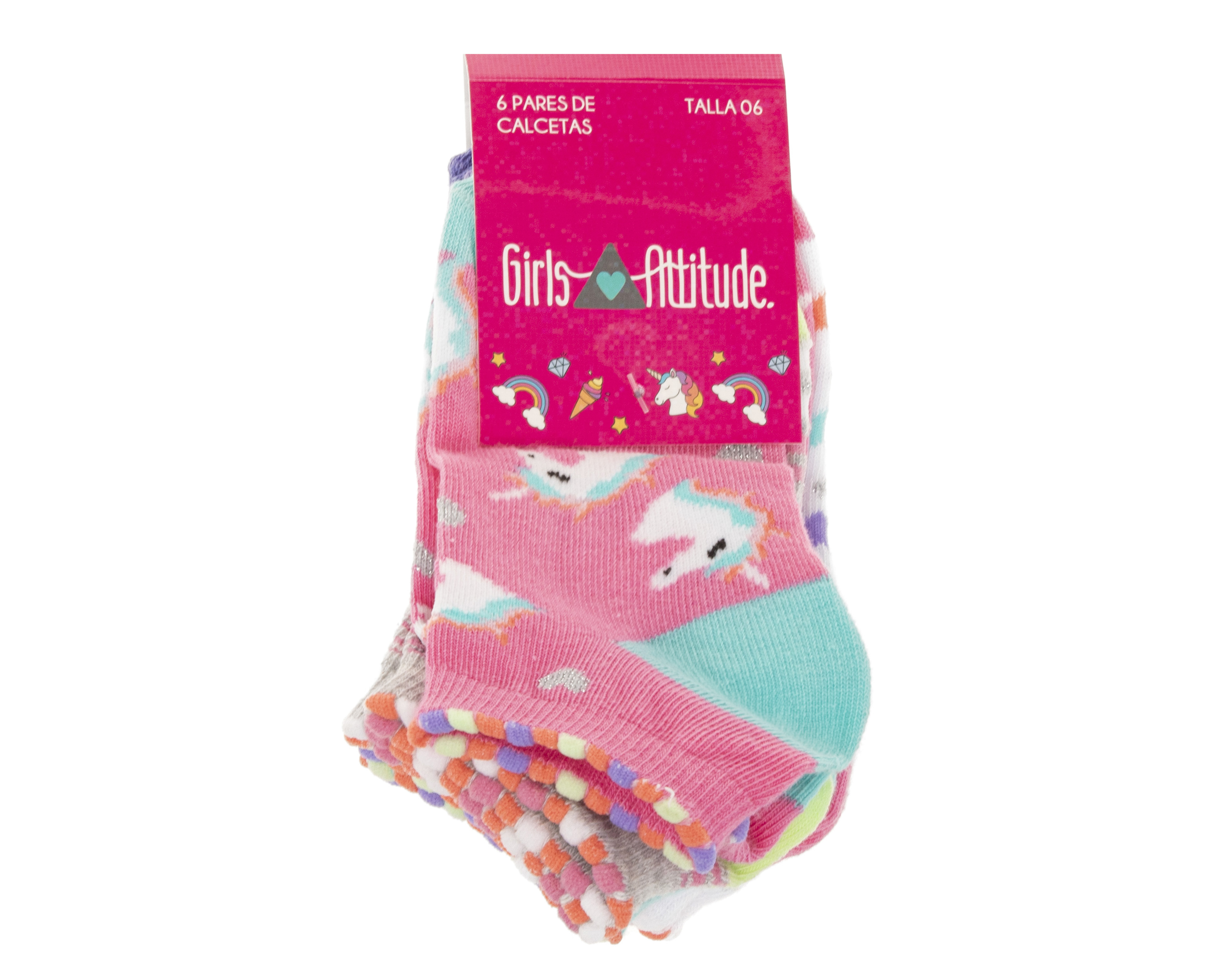 Foto 4 pulgar | Foto 3 | Calcetas Girls Attitude para Niña 6 Pares