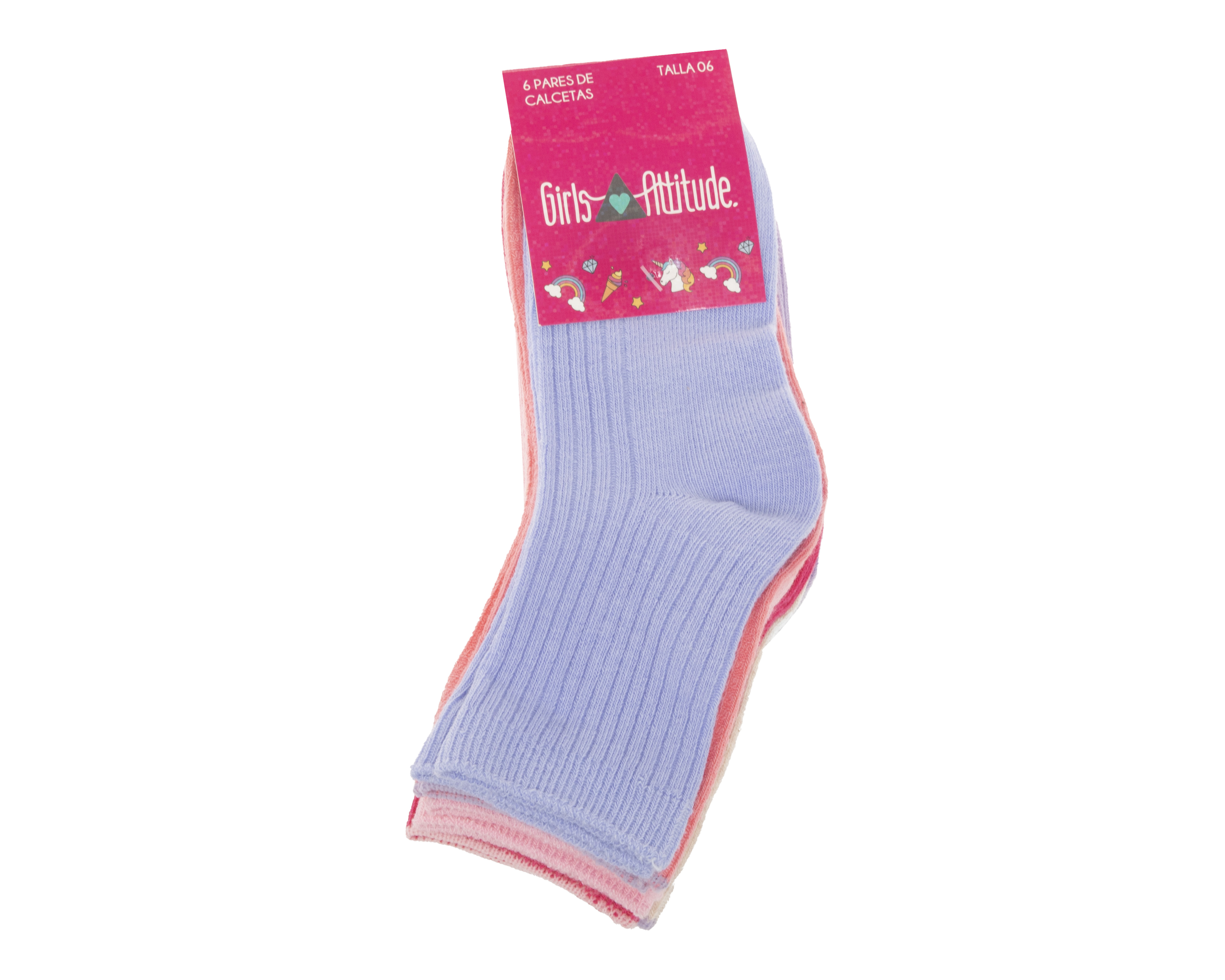 Foto 4 pulgar | Foto 3 | Calcetas Girls Attitude para Niña 6 Pares